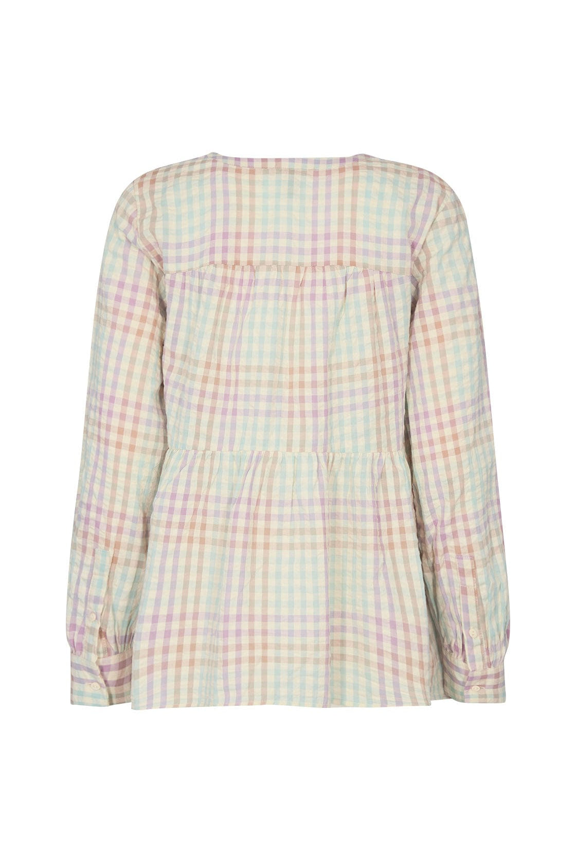 Soya Concept Belma Seersucker Tiered Hem Blouse - Green Haze Combi