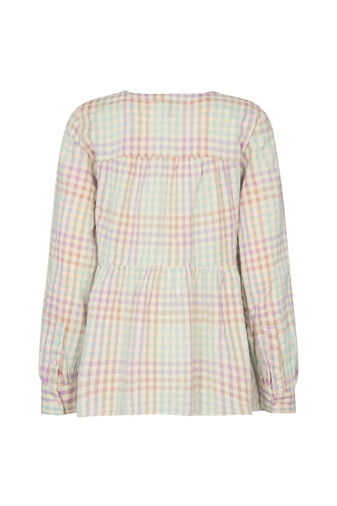 Soya Concept Belma Seersucker Tiered Hem Blouse - Green Haze Combi