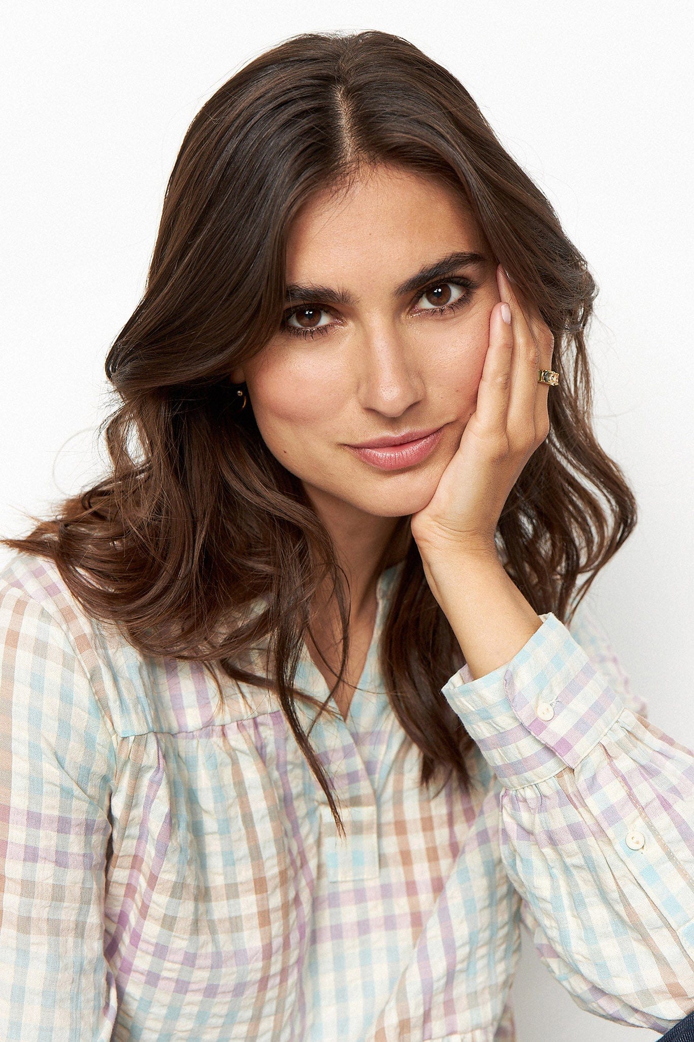 Soya Concept Belma Seersucker Tiered Hem Blouse - Green Haze Combi