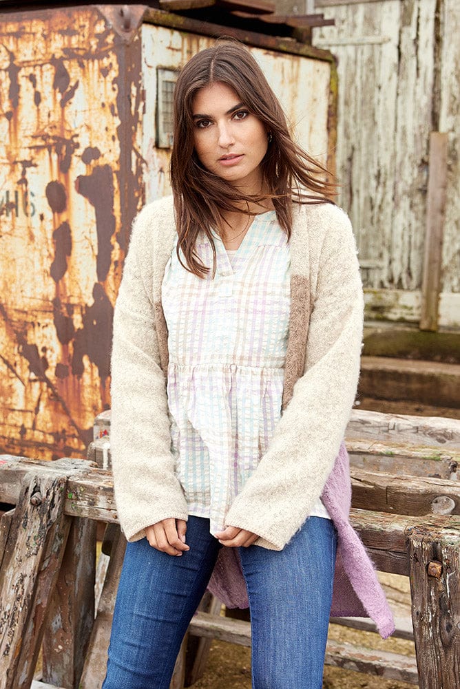 Soya Concept Belma Seersucker Tiered Hem Blouse - Green Haze Combi