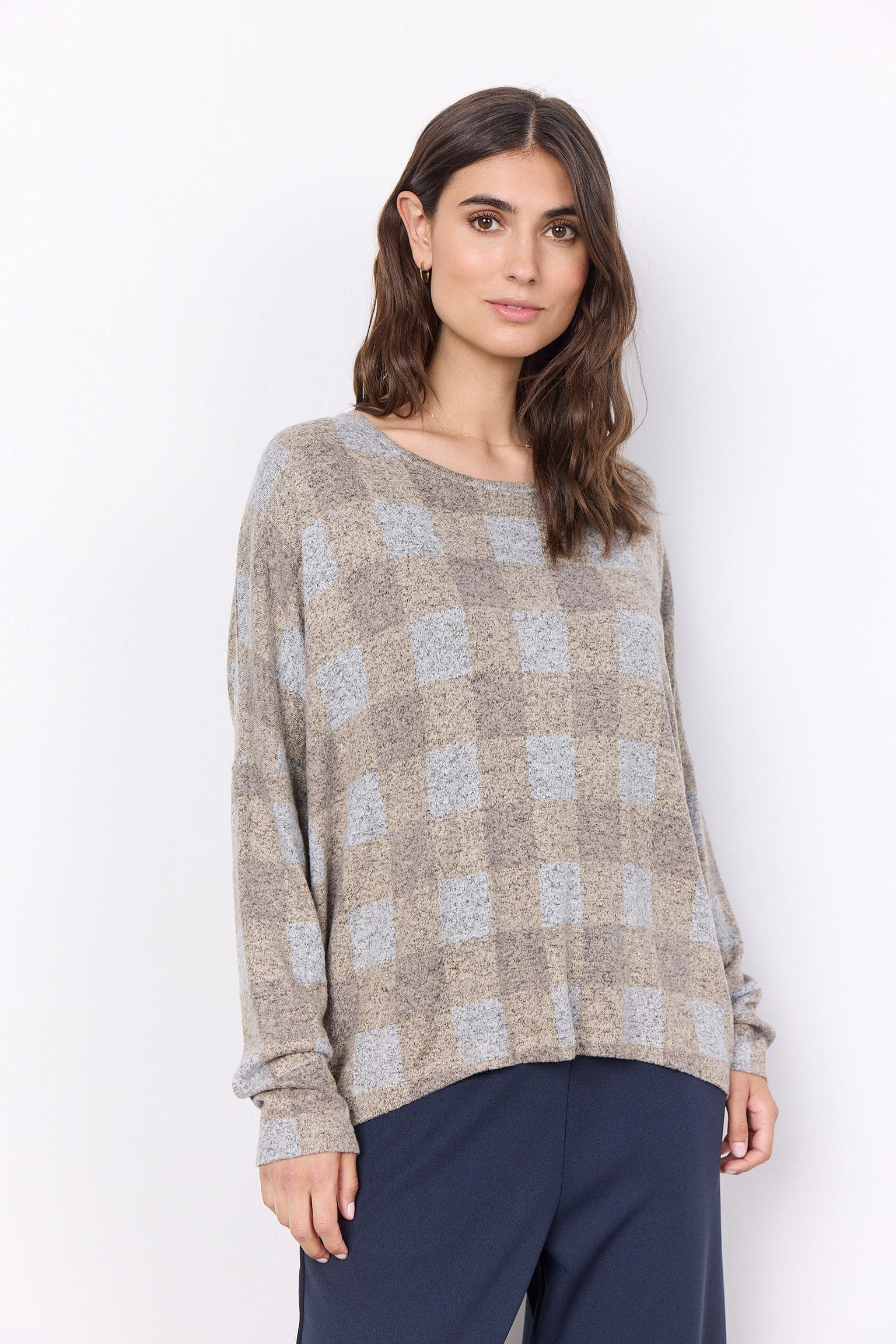 Soya Concept Biara Blouse - Sand Melange Check