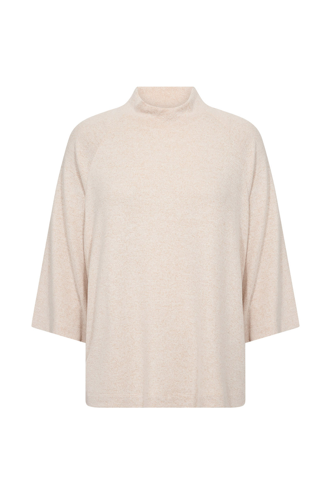 Soya Concept Biara Supersoft High Neck 3/4 Sleeve Jumper - Cream Melange