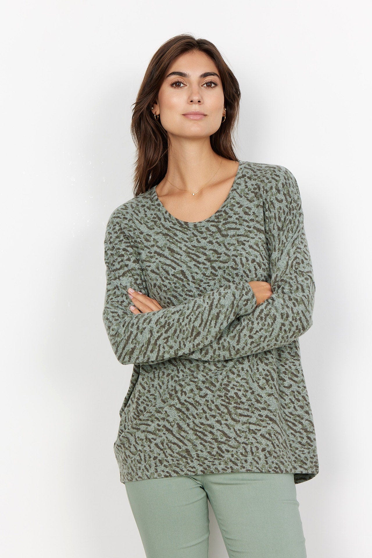 Soya Concept Biara Supersoft Jumper - Moss Green Combi