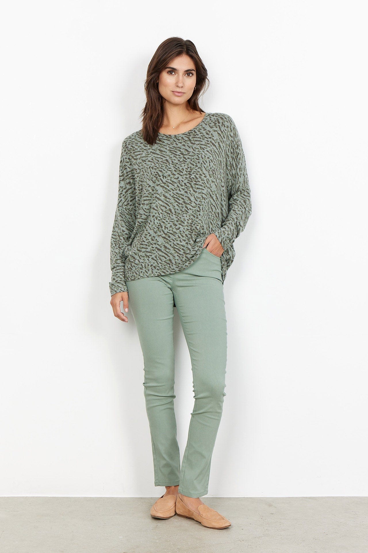 Soya Concept Biara Supersoft Jumper - Moss Green Combi