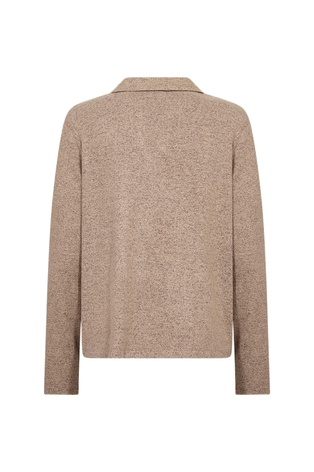 Soya Concept Biara Supersoft Open Collar Top - Camel Melange