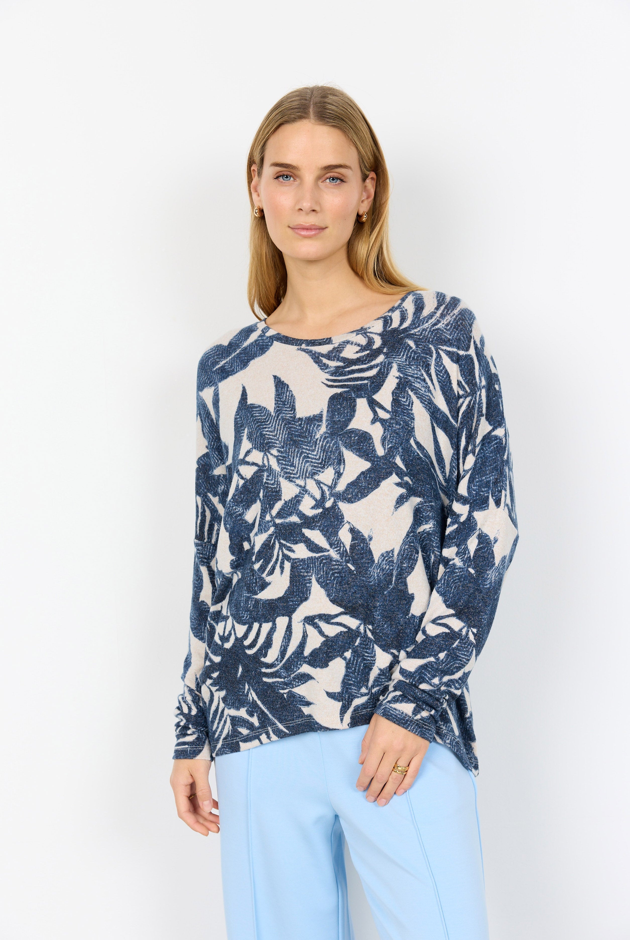 Soya Concept Biara Supersoft Patterned Jumper - Navy Melange Combi