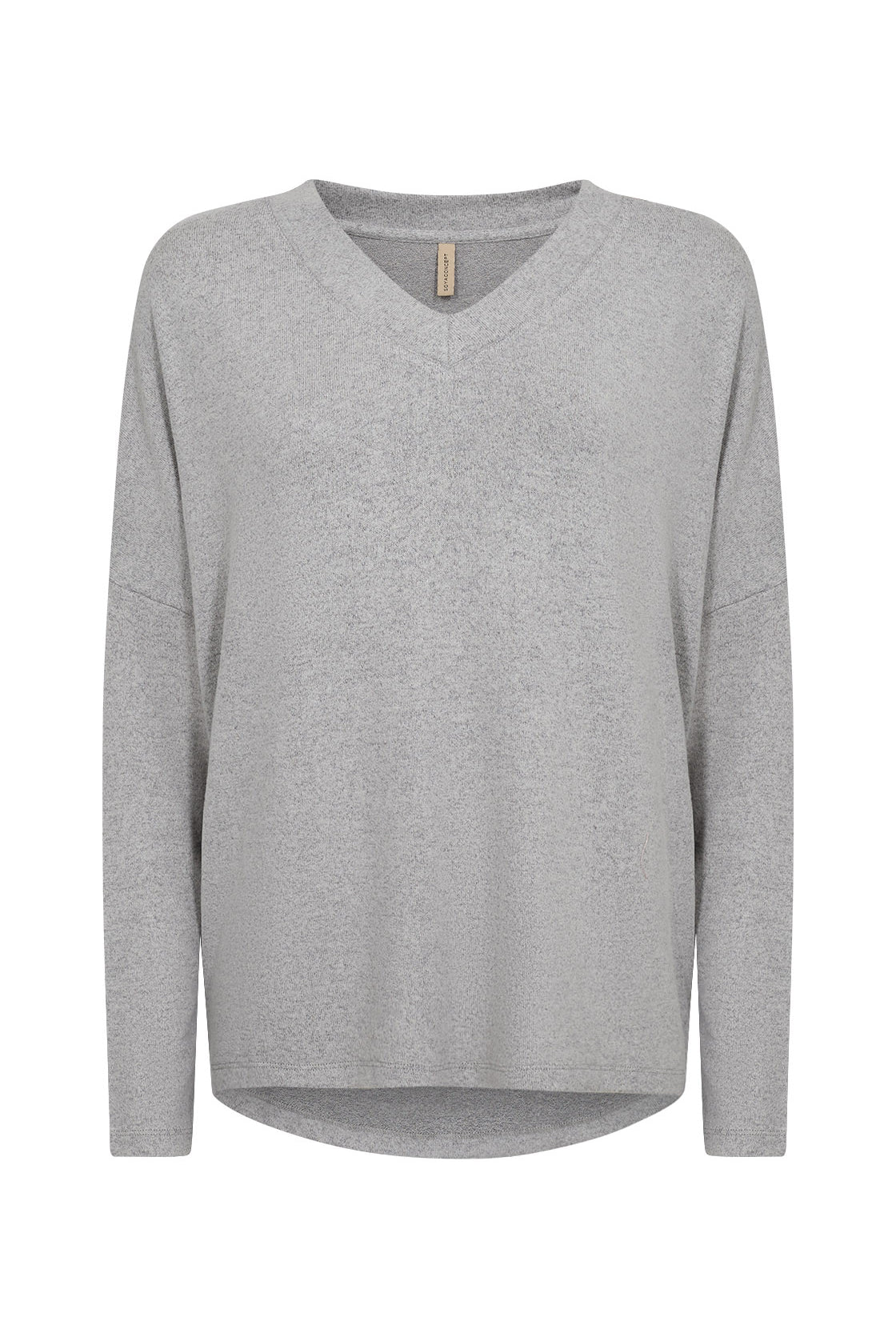 Soya Concept Biara Supersoft V-Neck Jumper - Mid Grey Melange