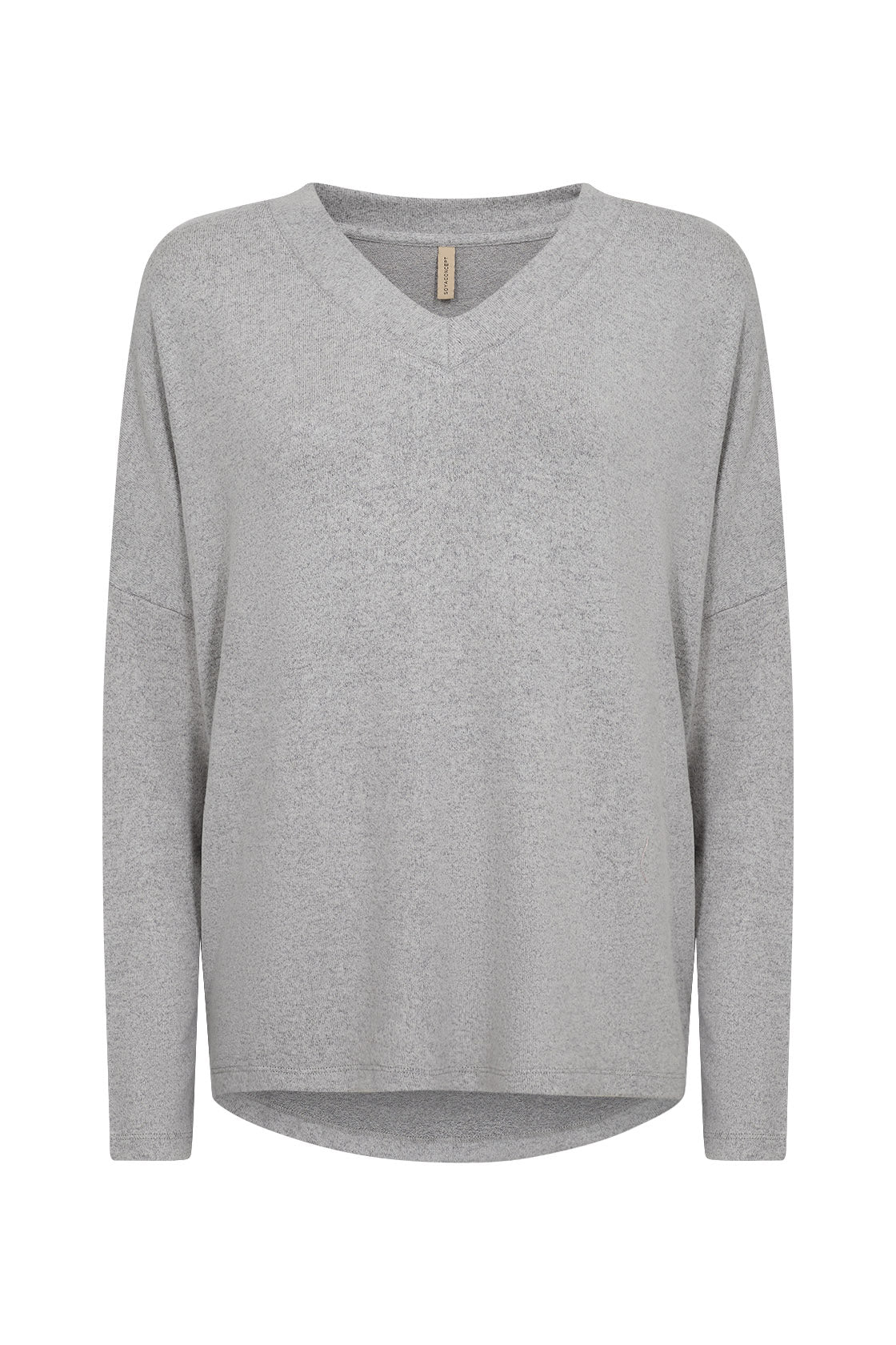 Soya Concept Biara Supersoft V-Neck Jumper - Mid Grey Melange