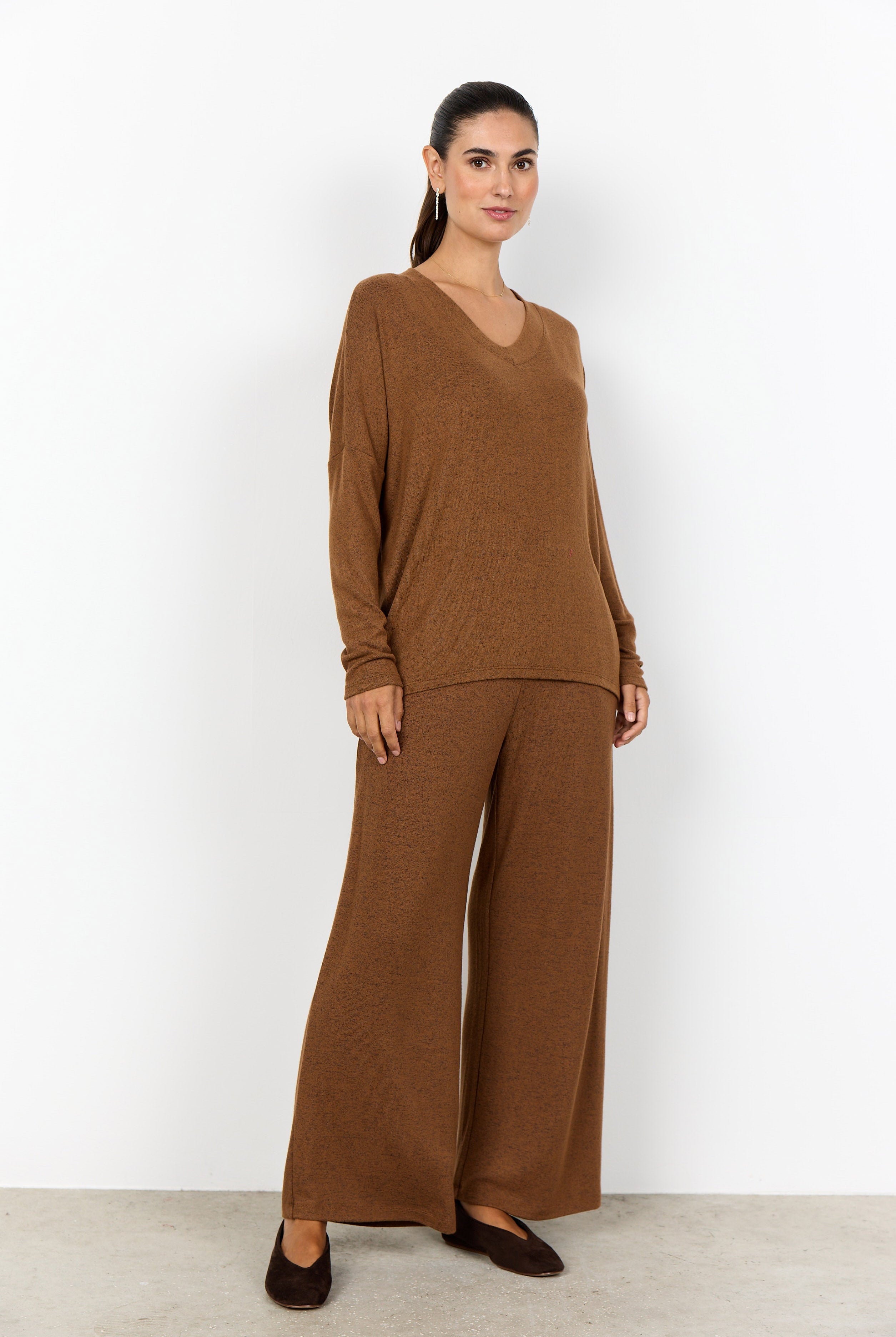 Soya Concept Biara Supersoft V-Neck Jumper - Toffee Melange