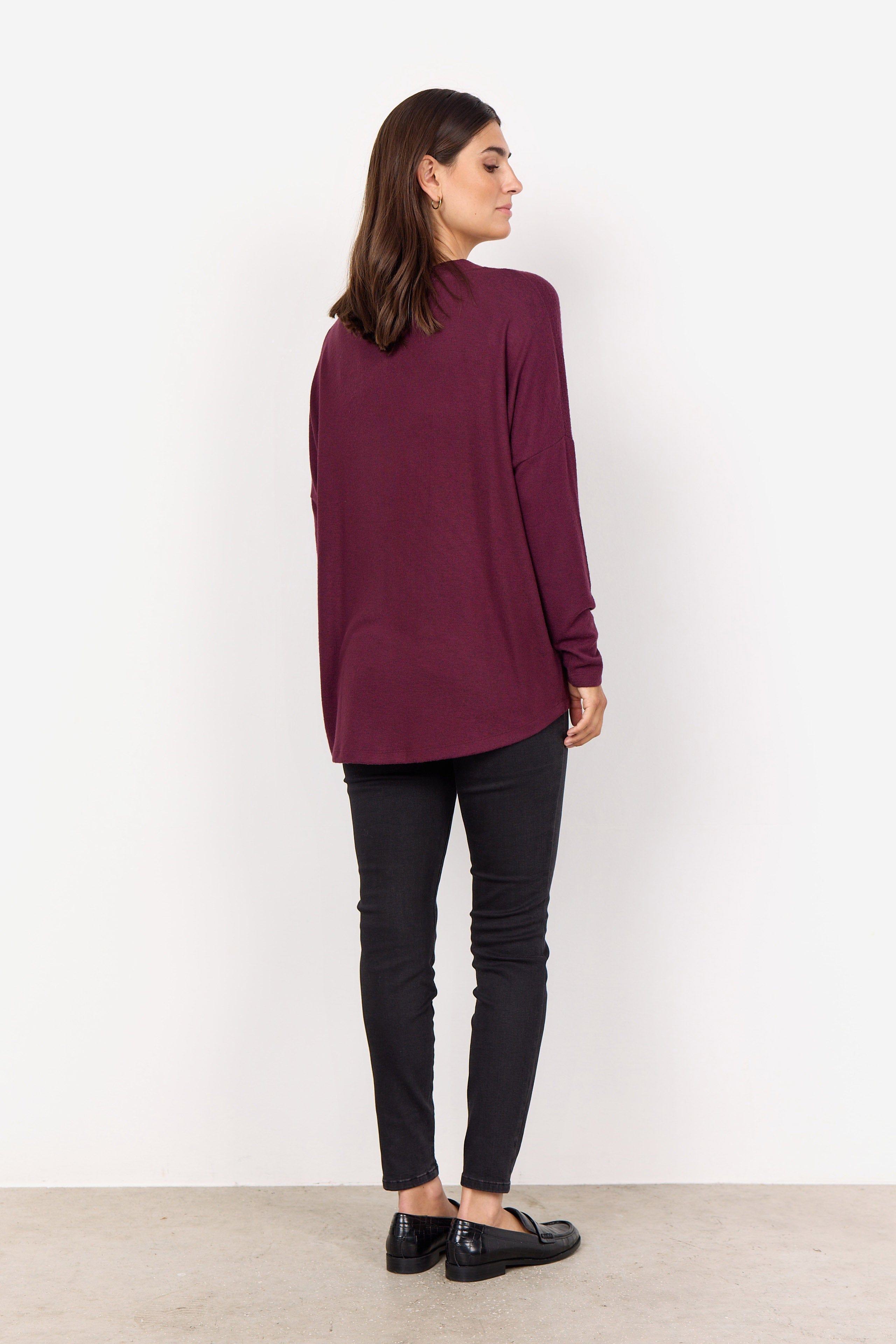 Soya Concept Biara Supersoft V-Neck Jumper - Wine Melange