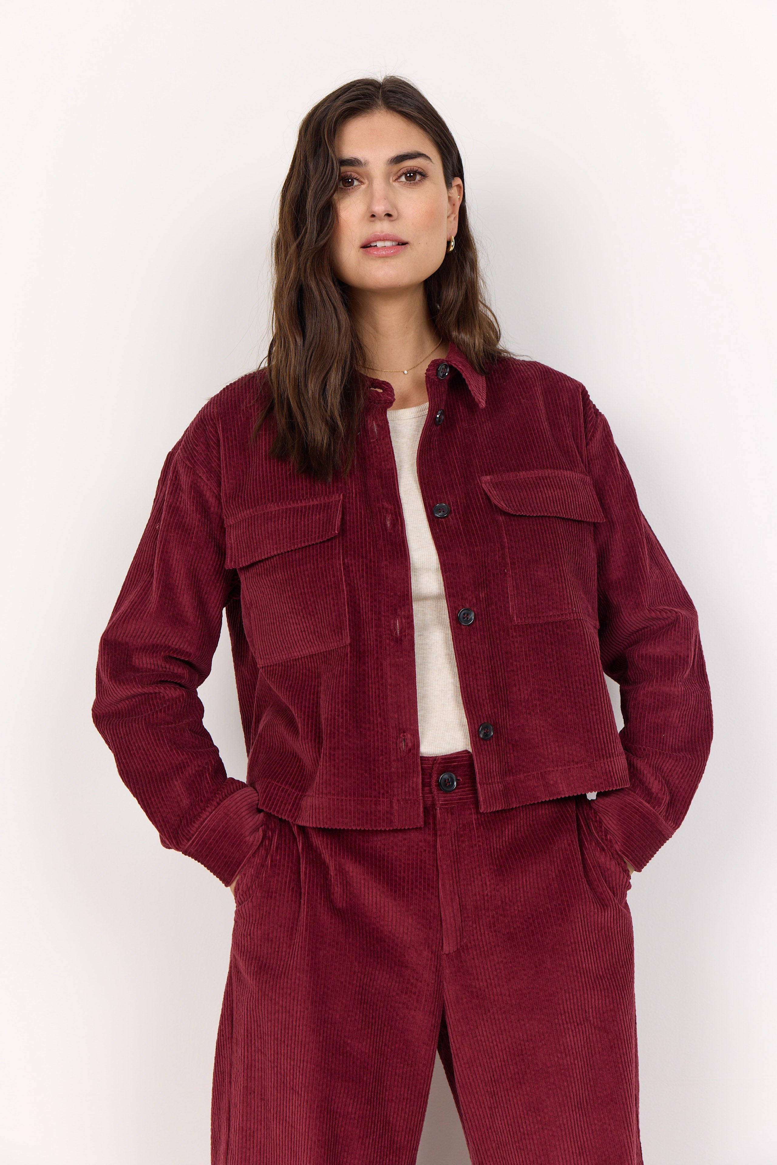 Soya Concept Bindi Corduroy Jackets - Dark Red