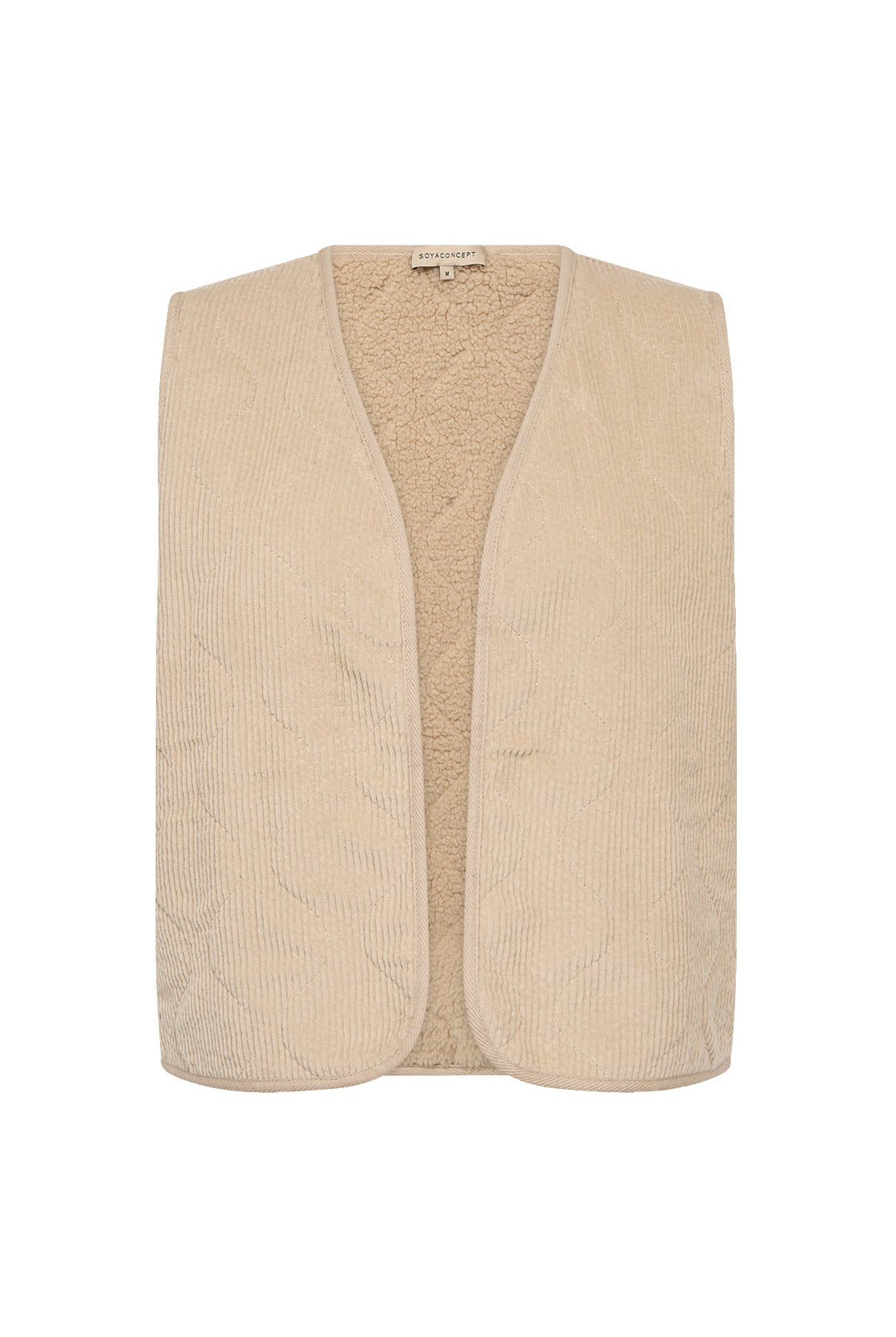 Soya Concept Bindi Sherpa Lined Cord Waistcoat - Sand