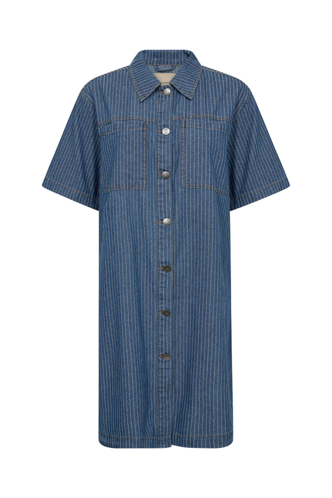 Soya Concept Caisho Denim Pinstripe Shirt Dress - Moonlight Blue Denim