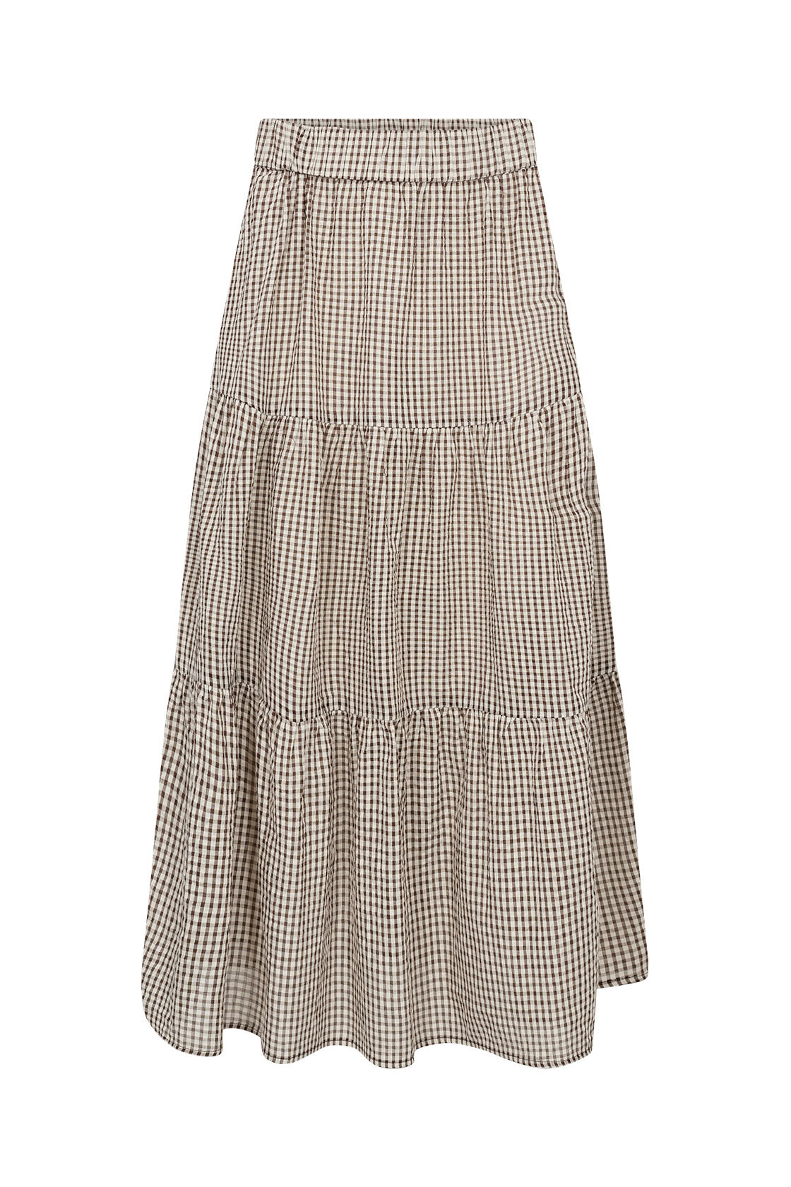 Soya Concept Canelita Gingham Maxi Skirt - Rocky Road Combi