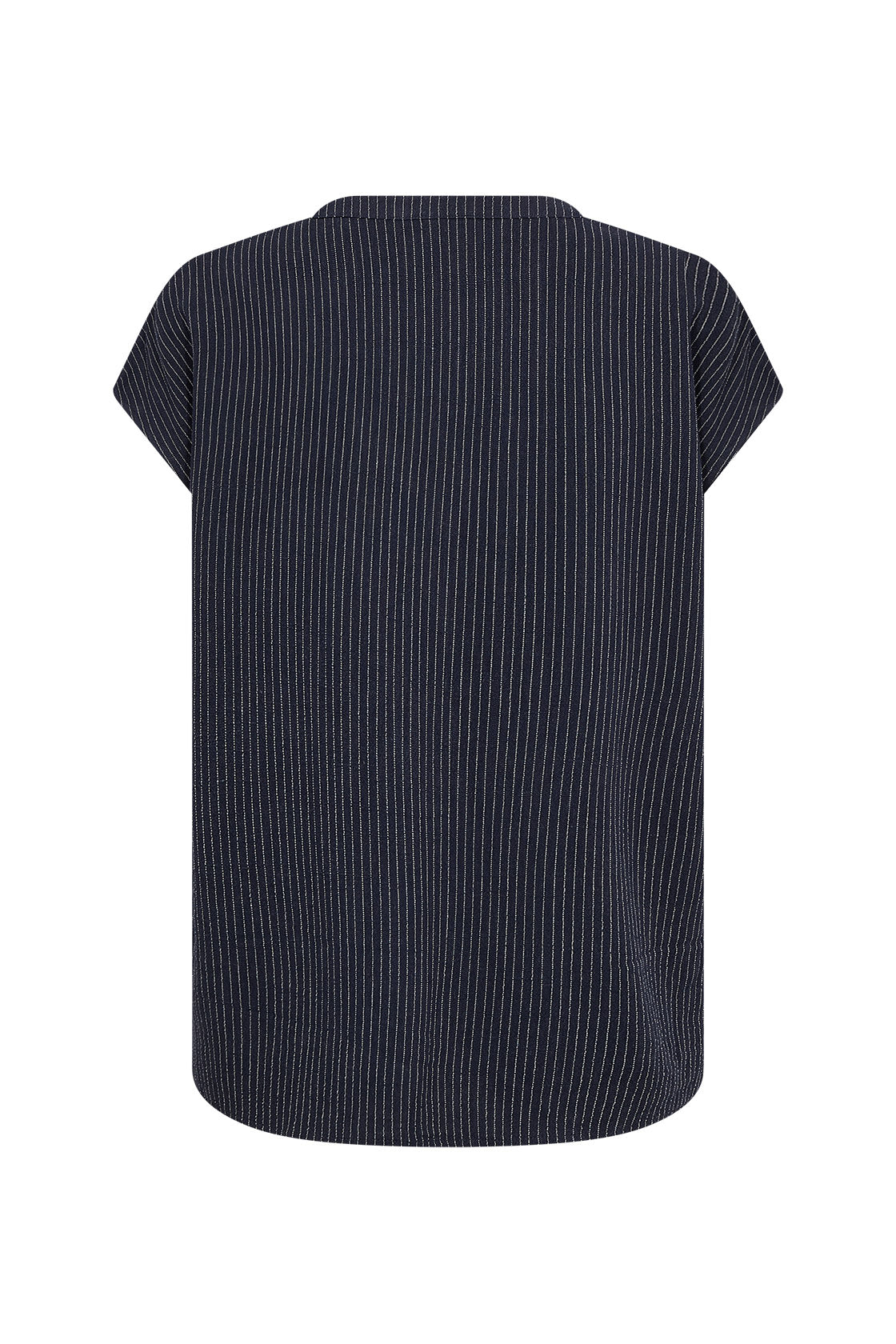 Soya Concept Cannie Striped Short Sleeve Blouse- Navy Combi
