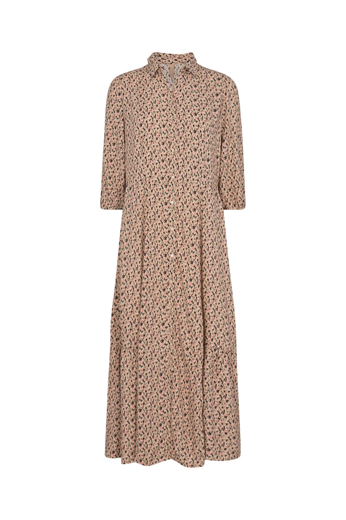 Soya Concept Carice Printed Dropped Hem Midi Dress - Pale Rose