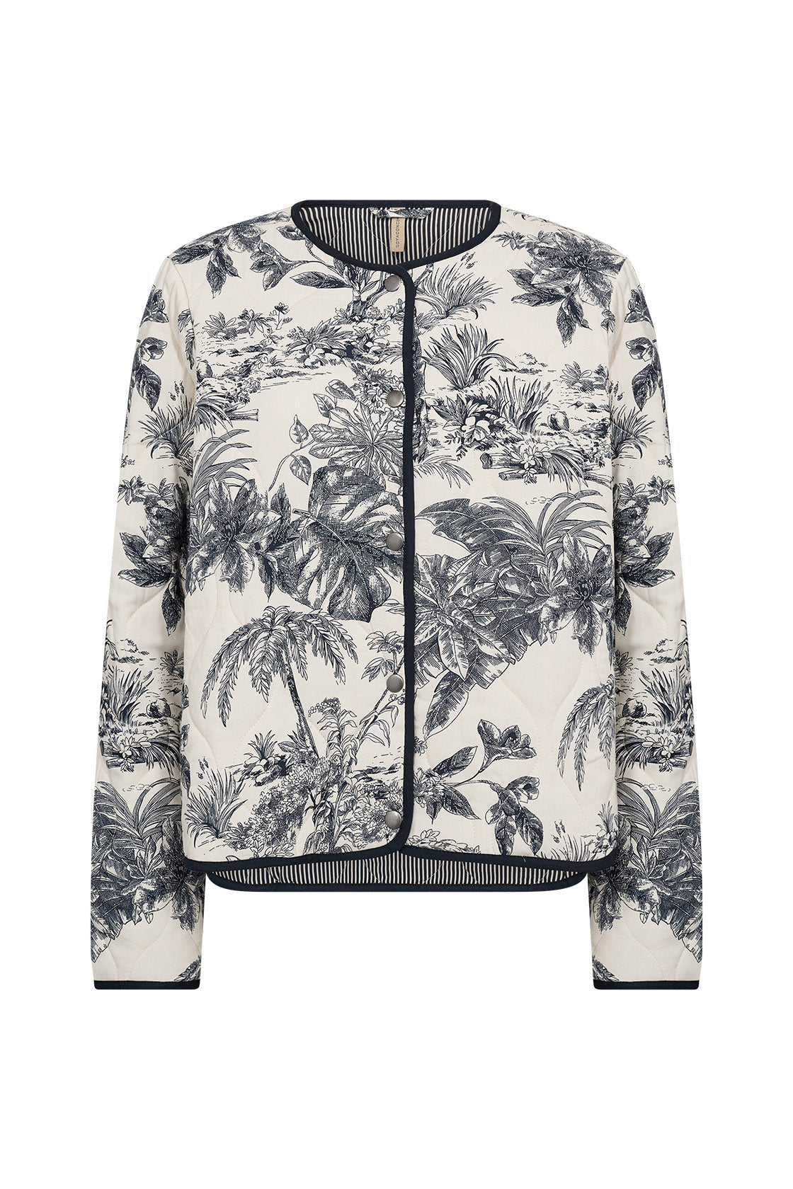 Soya Concept Carli Botanical Print Quilted Jacket - Navy Combi