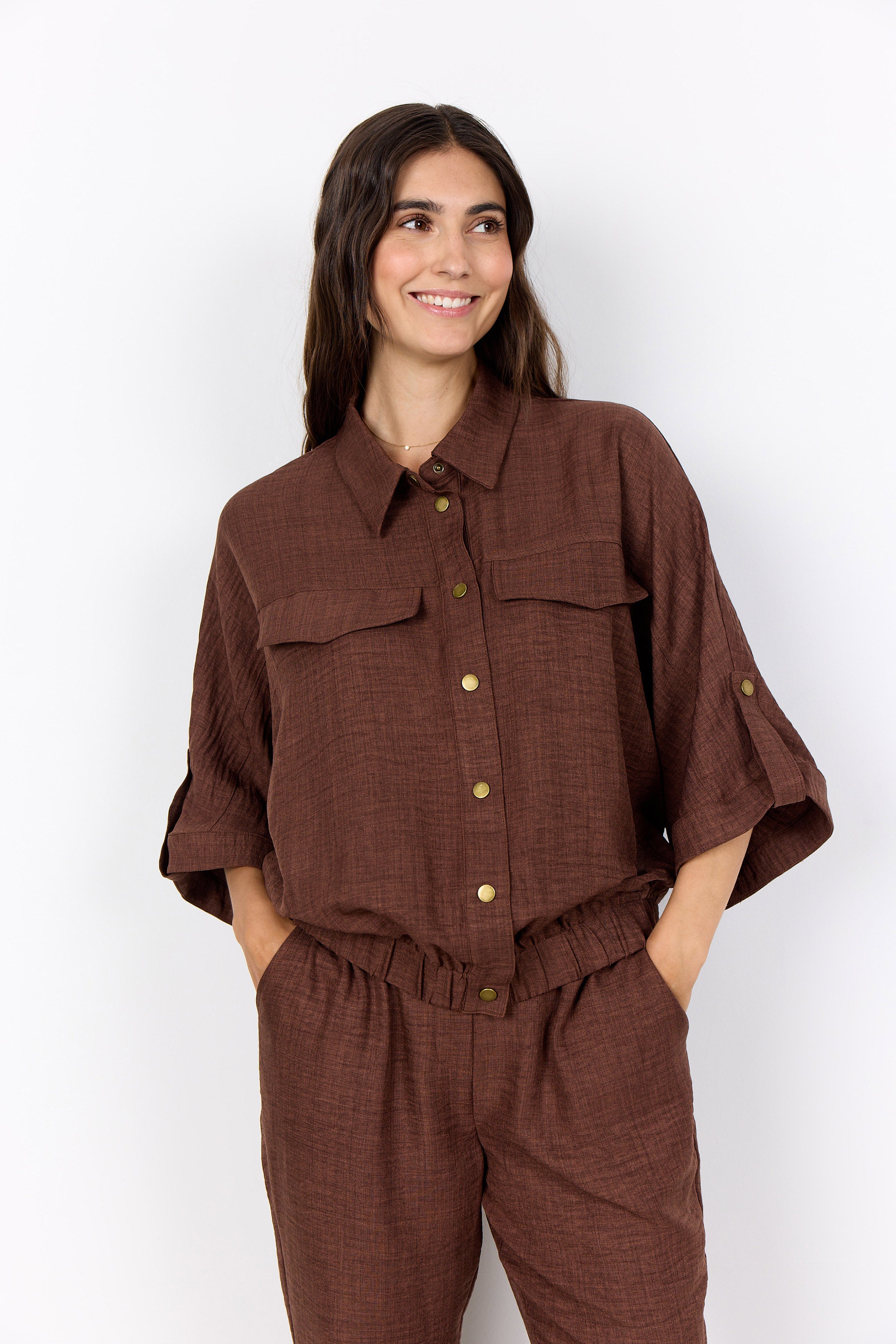 Soya Concept Charissa 3/4 Sleeve Shirt - Rocky Road