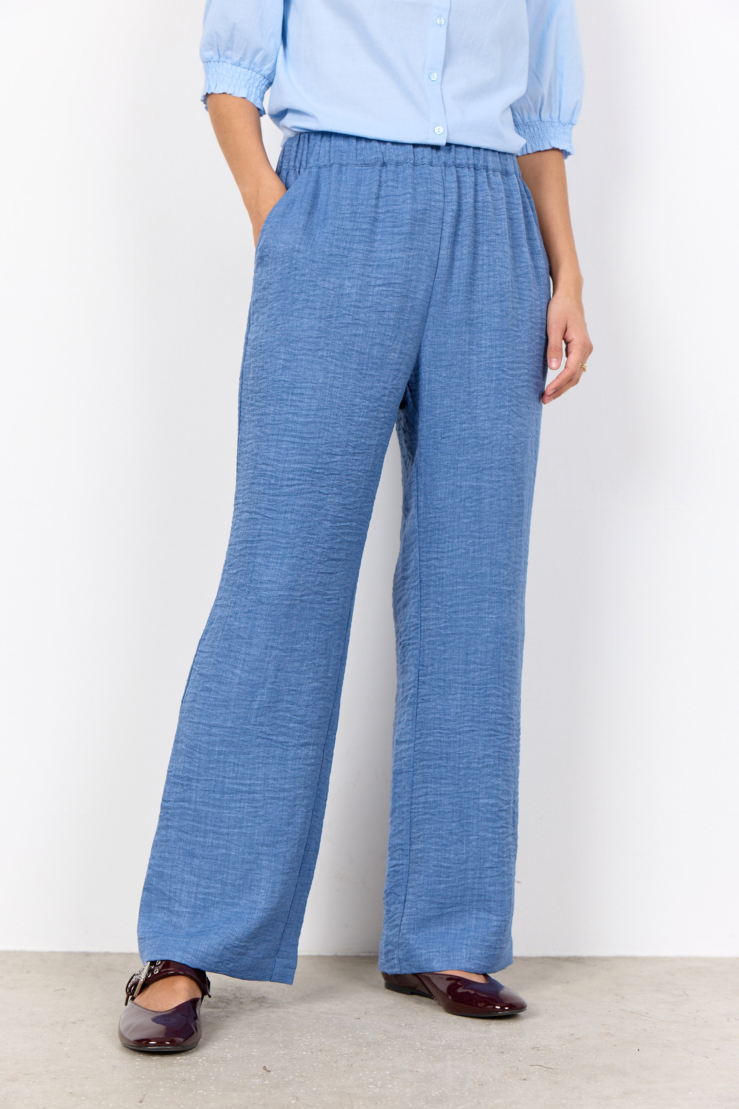 Soya Concept Charissa Stretch Waist Trousers - Colony Blue