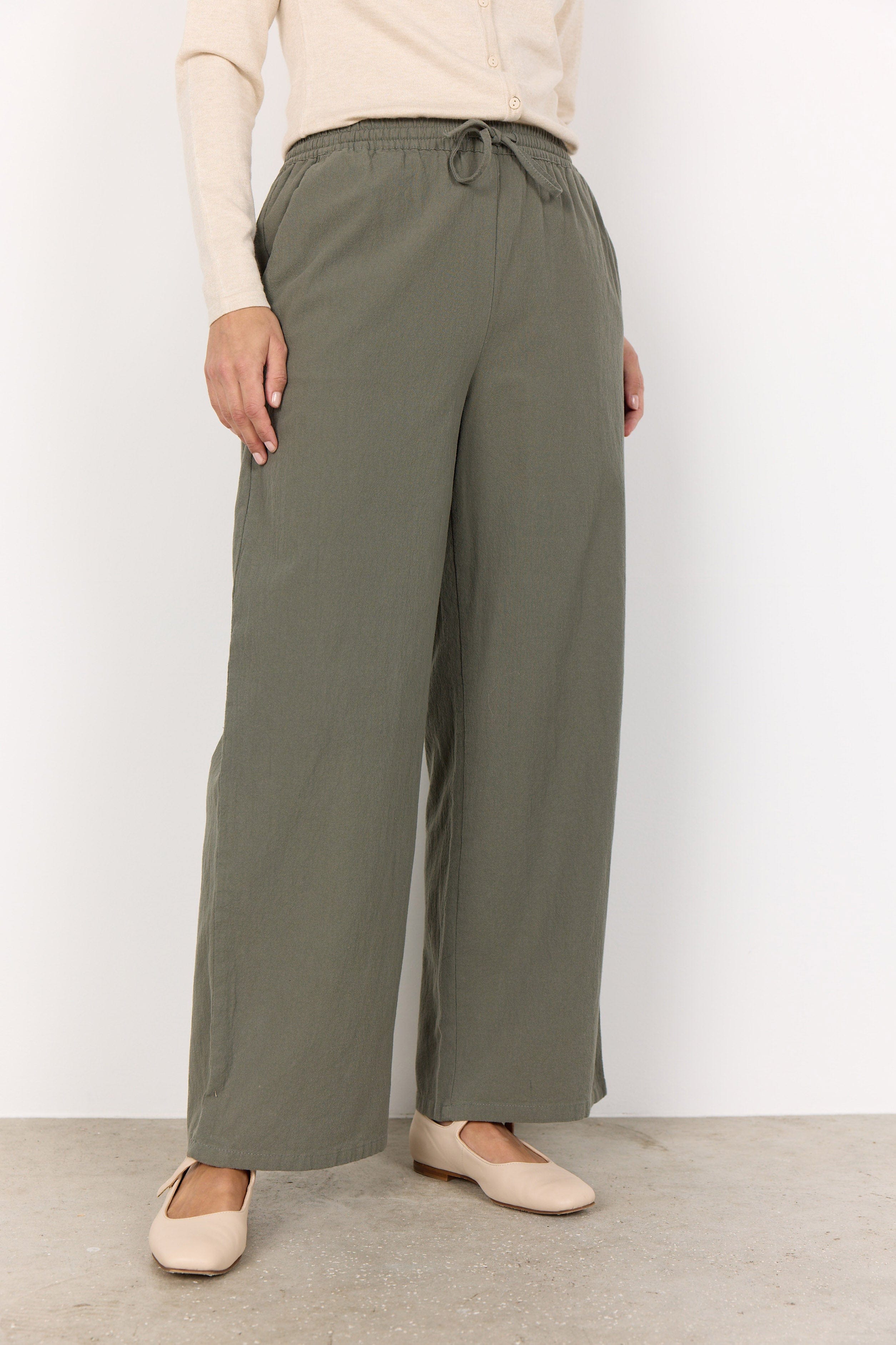 Soya Concept Cissie Cotton Trousers - Misty Green