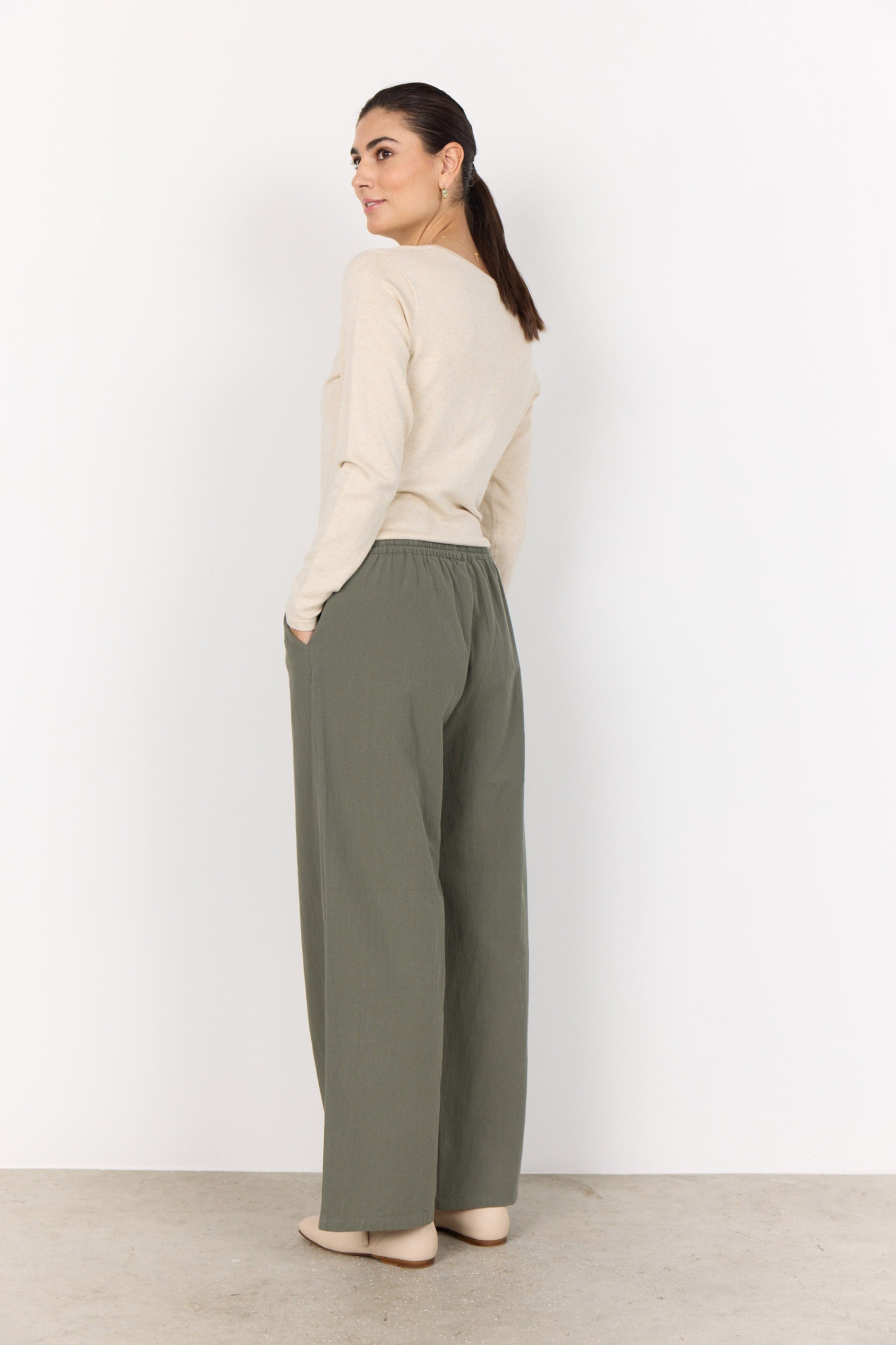 Soya Concept Cissie Cotton Trousers - Misty Green
