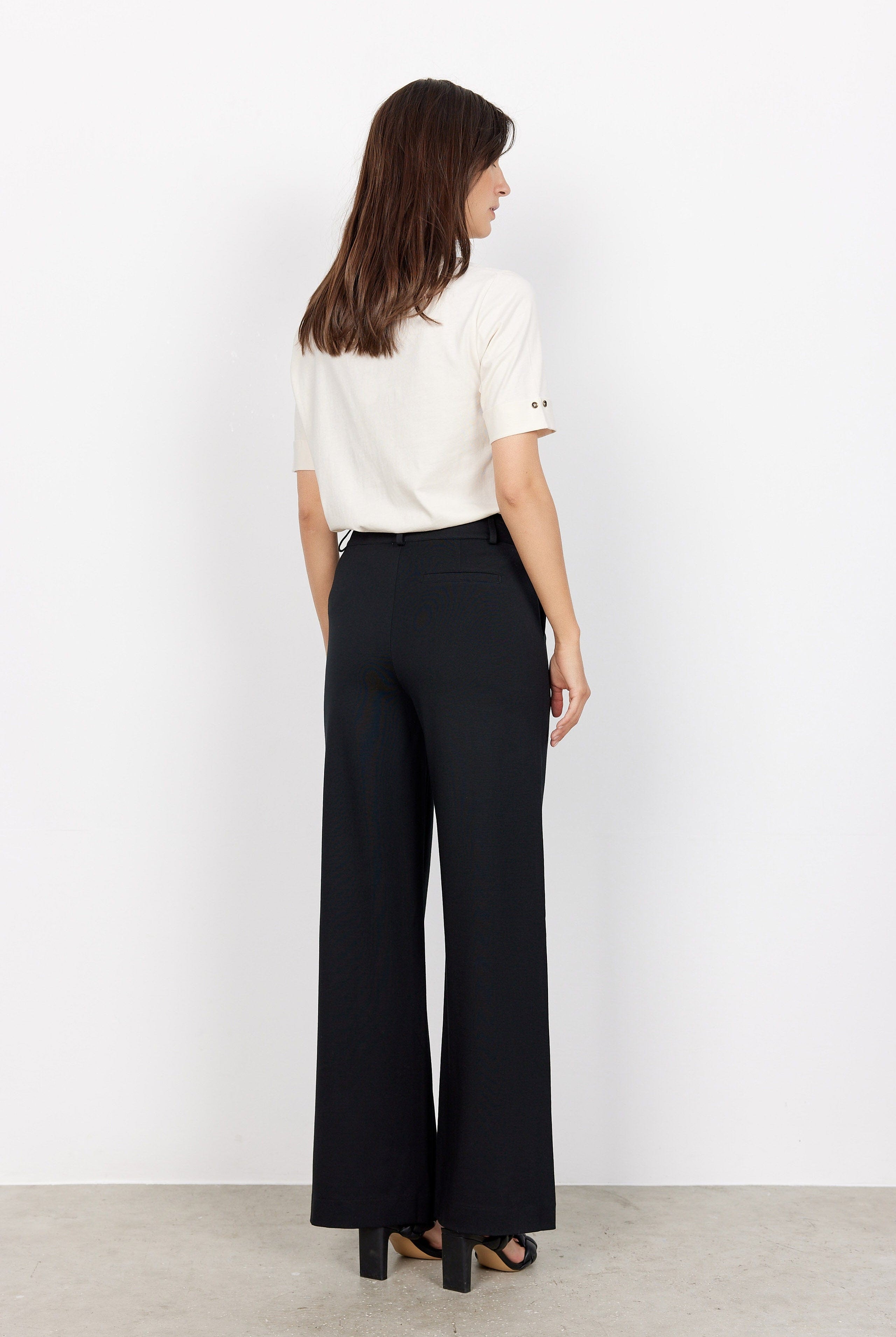 Soya Concept Daniela Jersey Wide Leg Trousers - Black