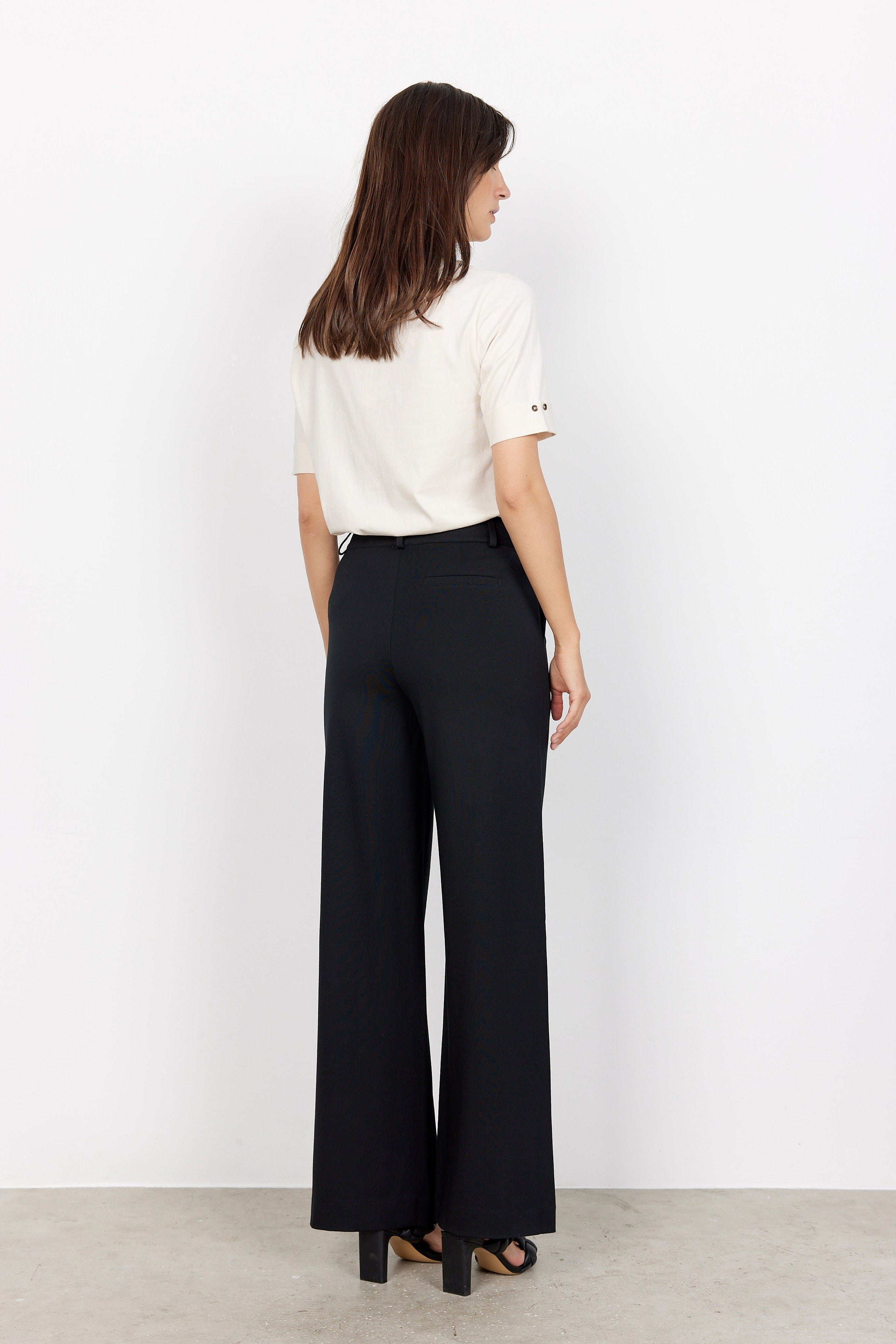 Soya Concept Daniela Jersey Wide Leg Trousers - Black