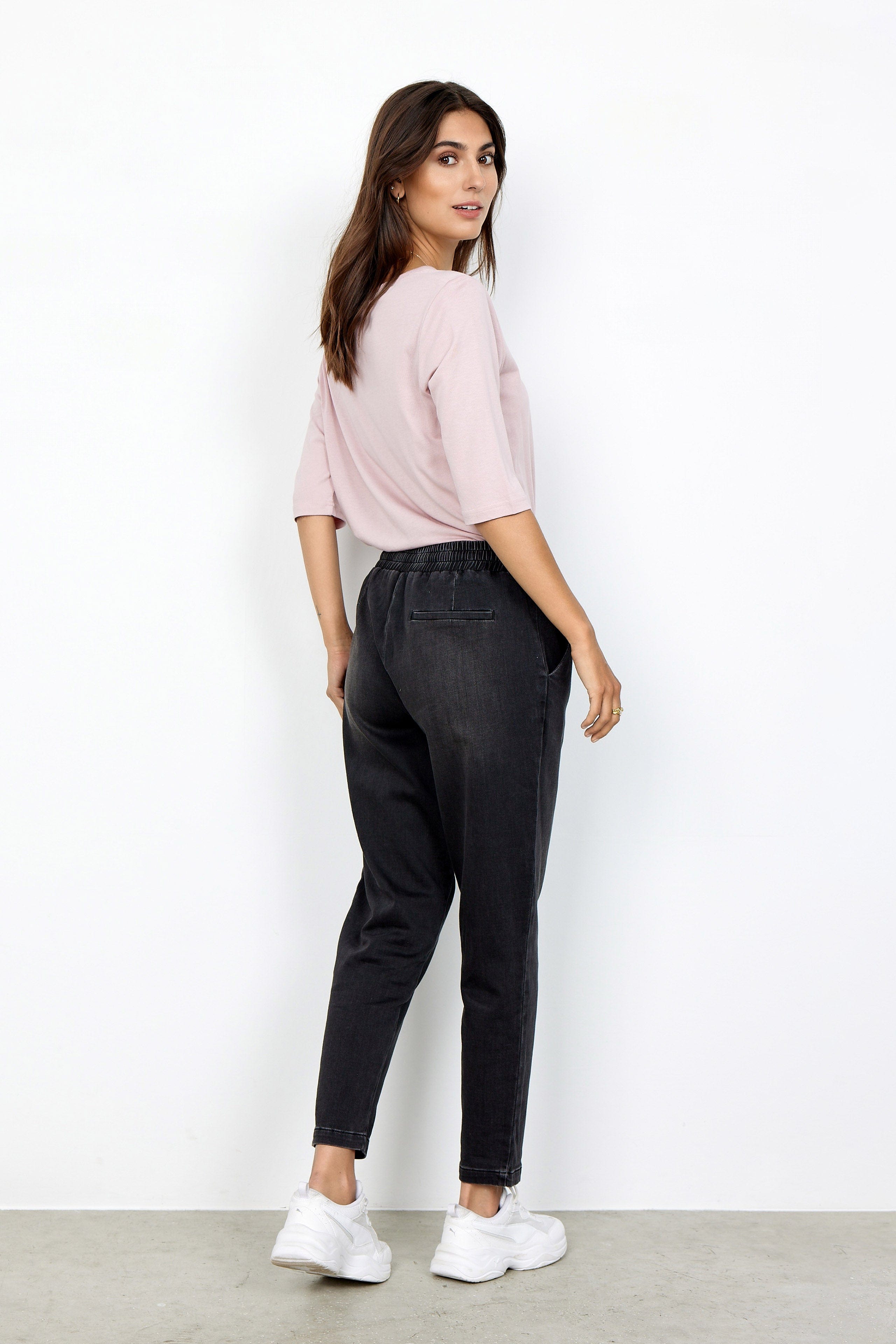 Soya Concept Denver Demin-Effect Trousers - Dark Grey Denim