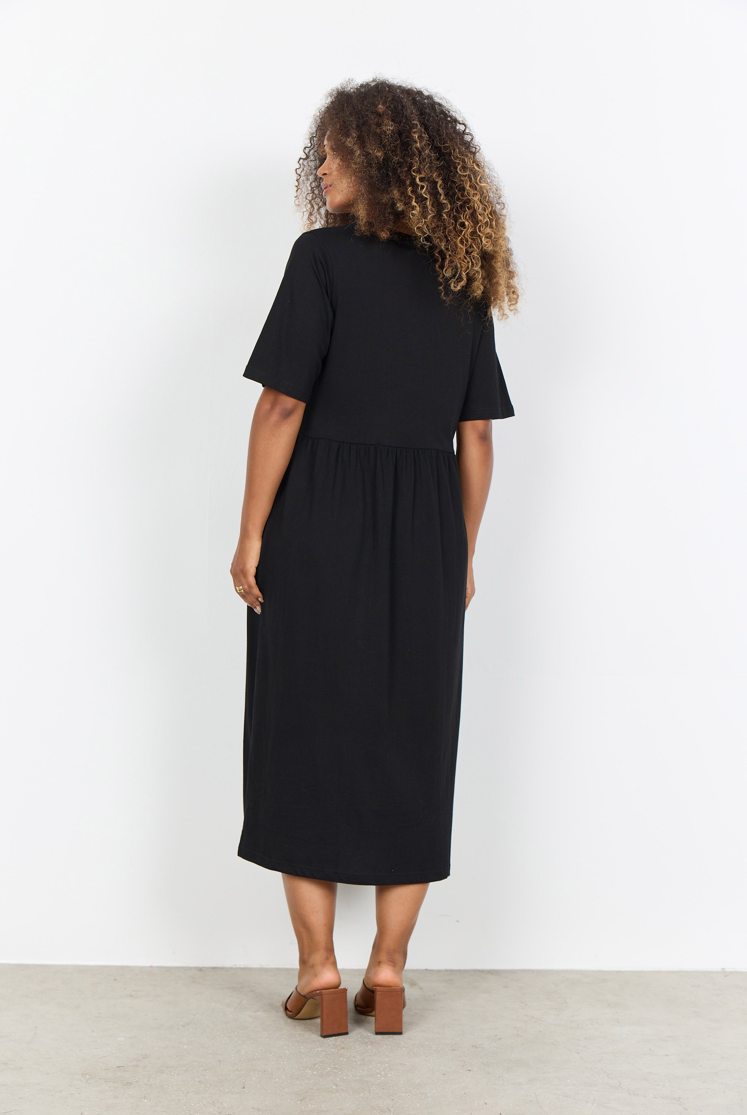 Soya Concept Derby Organic Cotton Midi Dress- Black