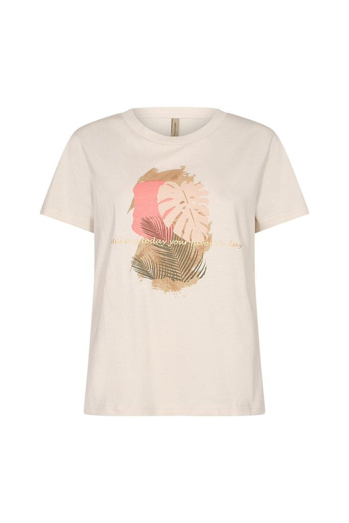 Soya Concept Derby Print Detail T-Shirt - Coral Haze