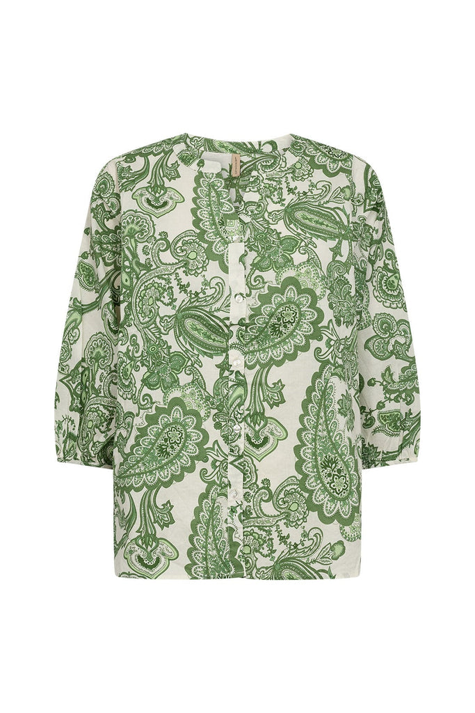 Soya Concept Dido Paisley Print Cotton Blouse - Green Combi