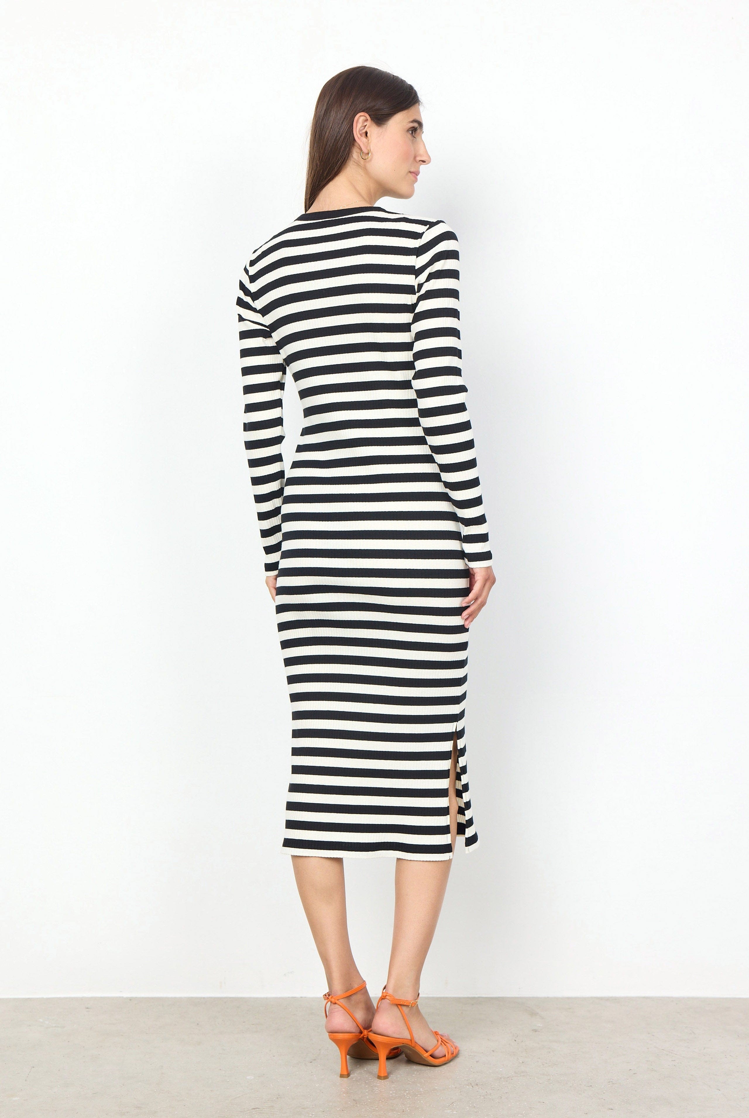 Soya Concept Djaka Stripe Jersey Midi Dress - Black Combi