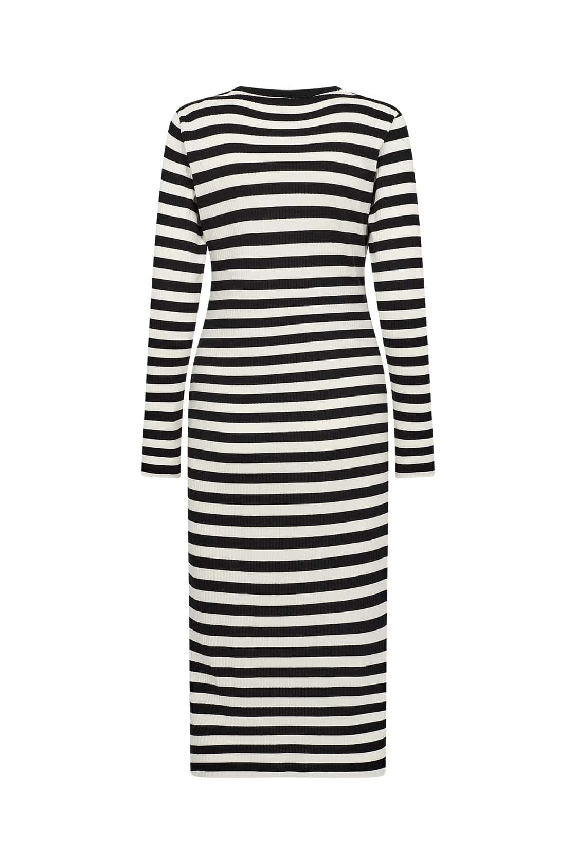 Soya Concept Djaka Stripe Jersey Midi Dress - Black Combi