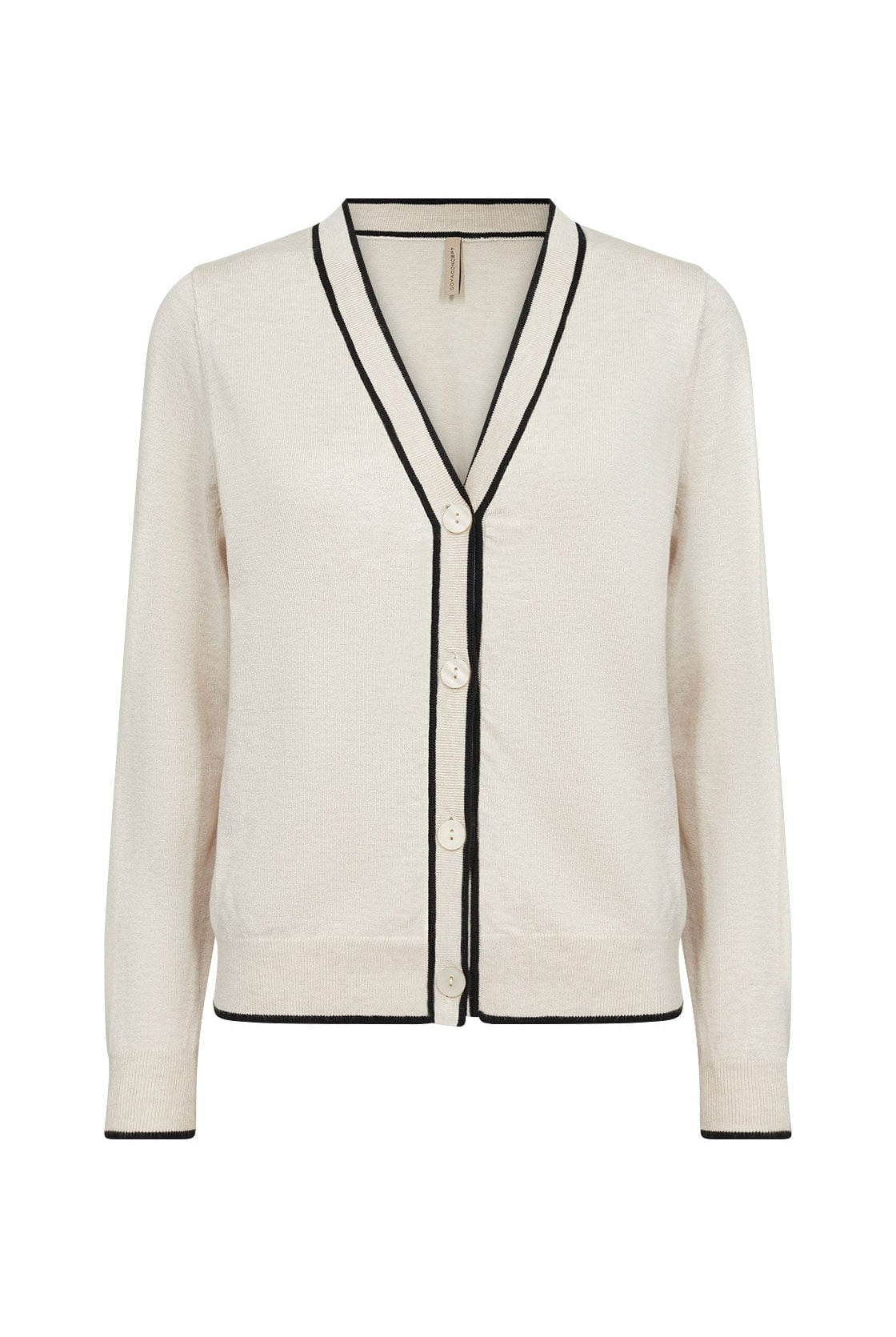 Soya Concept Dollie Black Trim Cardigan - Cream Melange Combi