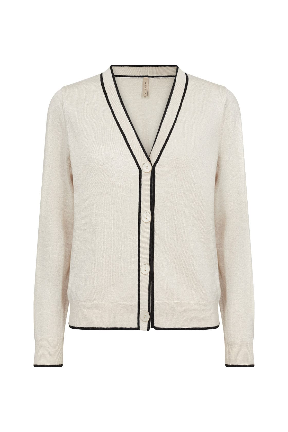 Soya Concept Dollie Black Trim Cardigan - Cream Melange Combi