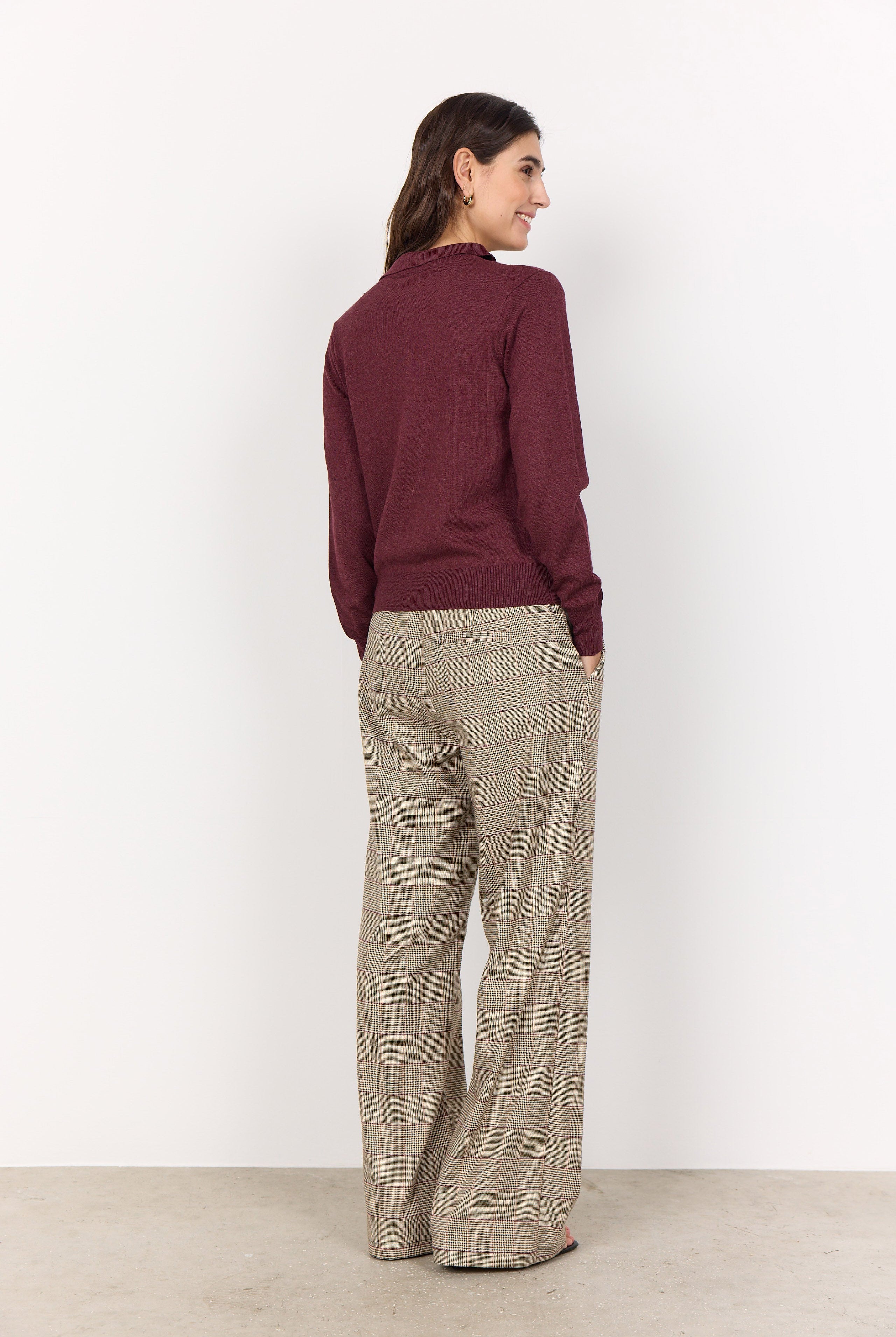 Soya Concept Dollie Collared Neckline Jumper - Dark Red Melange