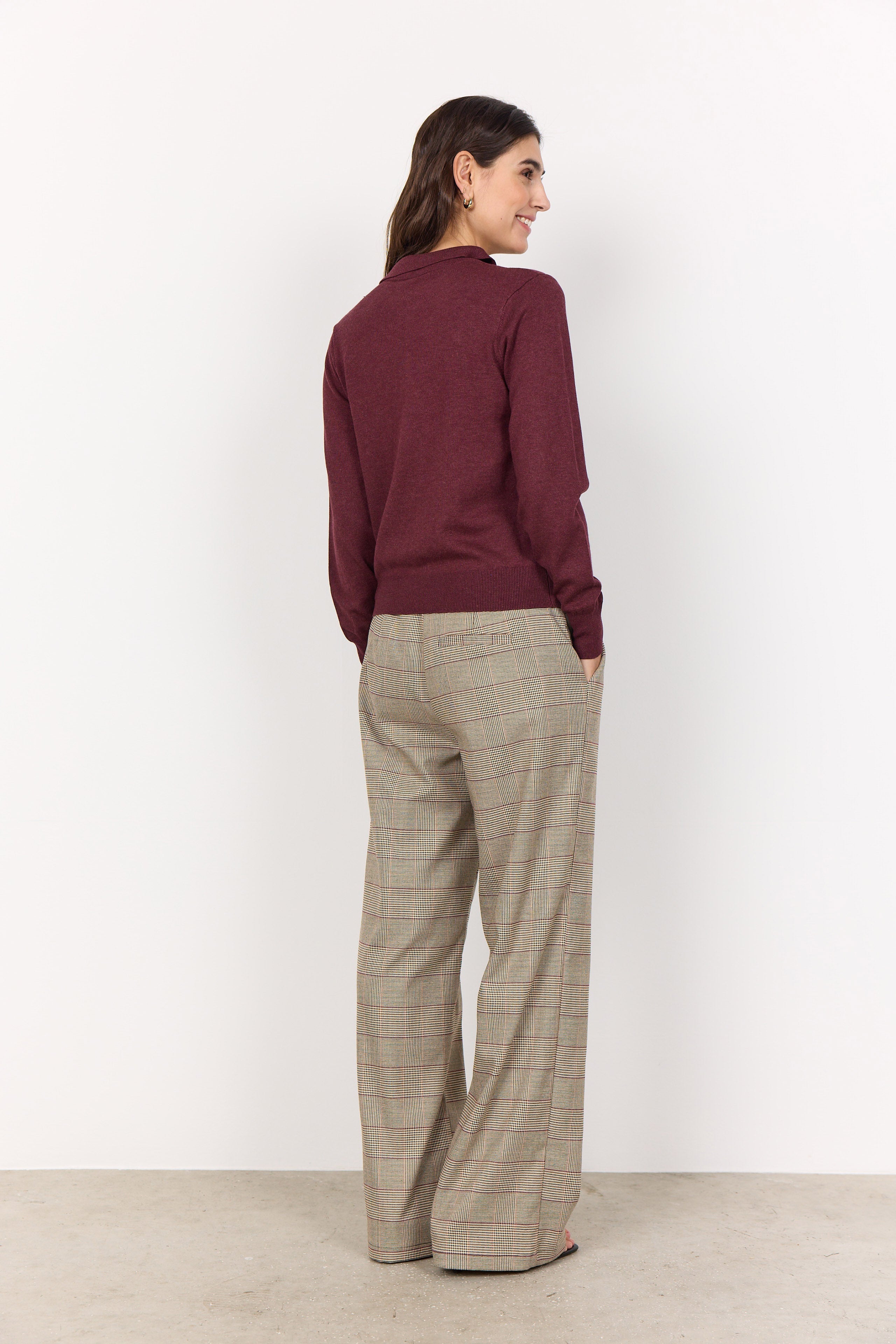 Soya Concept Dollie Collared Neckline Jumper - Dark Red Melange