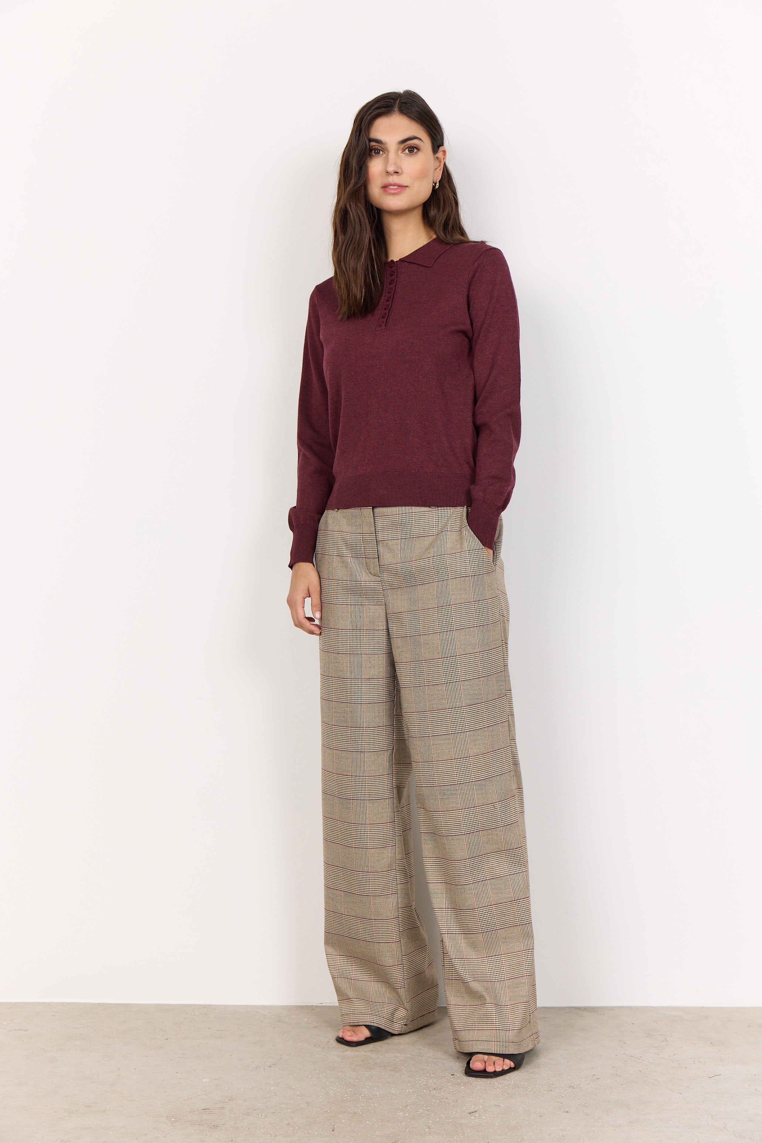 Soya Concept Dollie Collared Neckline Jumper - Dark Red Melange