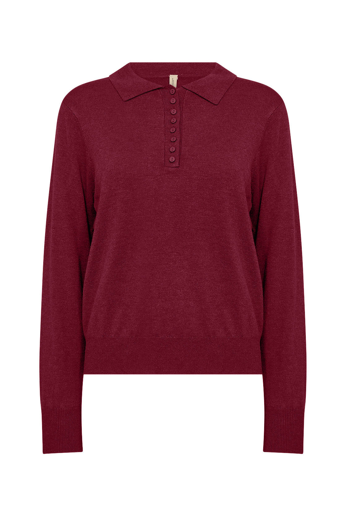Soya Concept Dollie Collared Neckline Jumper - Dark Red Melange