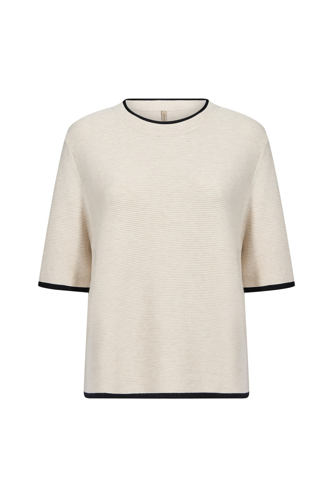 Soya Concept Dollie Knit Contrast Trim Short Sleeve Jumper - Cream Melange