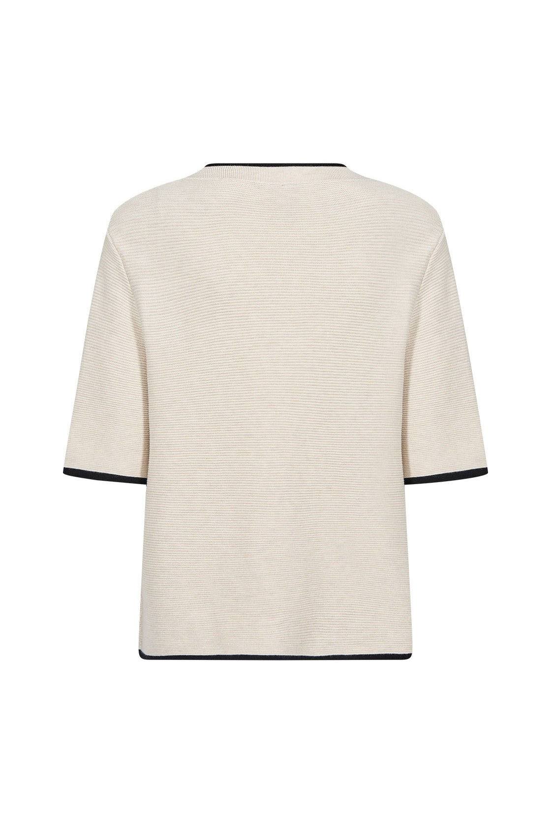 Soya Concept Dollie Knit Contrast Trim Short Sleeve Jumper - Cream Melange