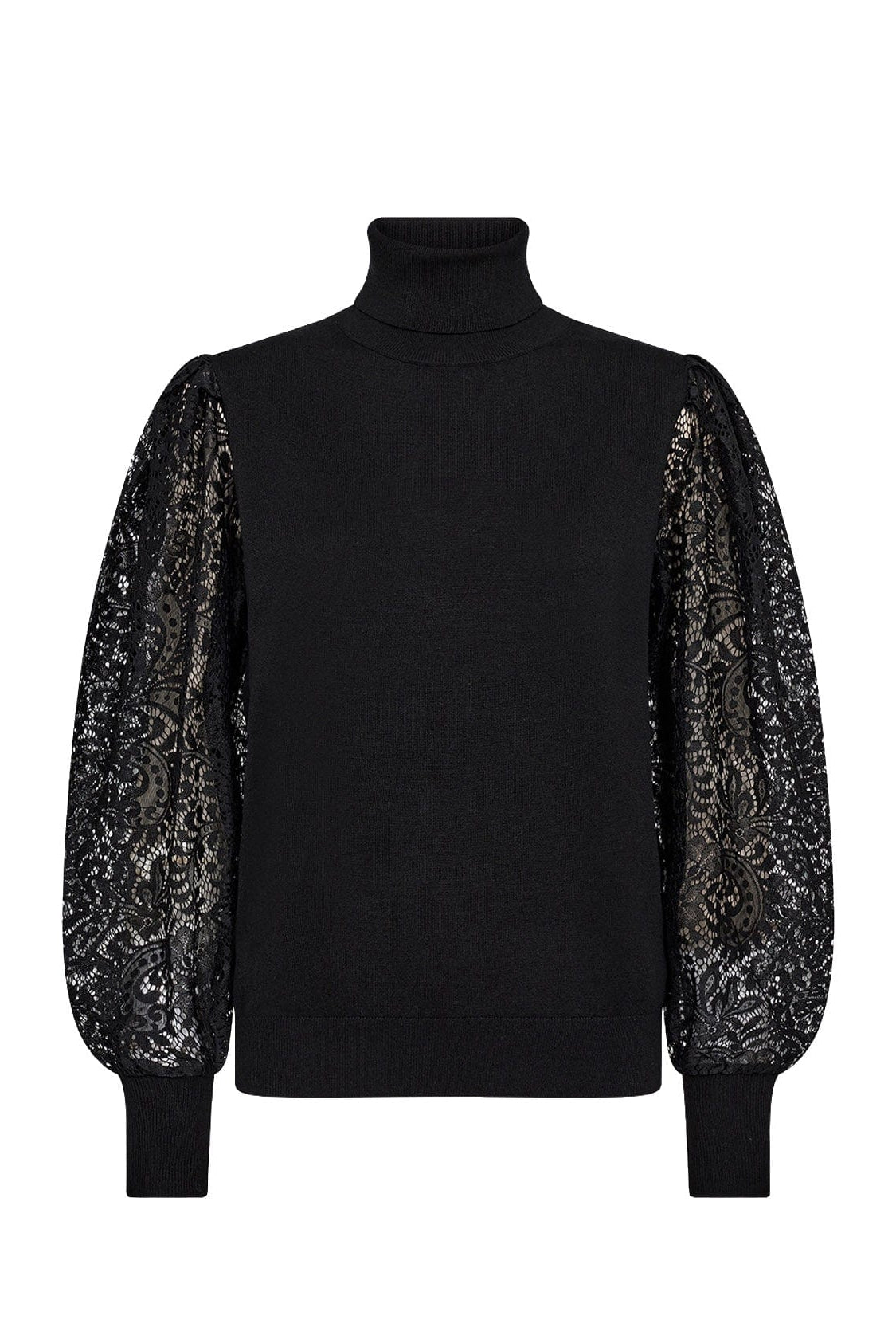 Soya Concept Dollie Knitted Jumper with Lace Sleeves - Black