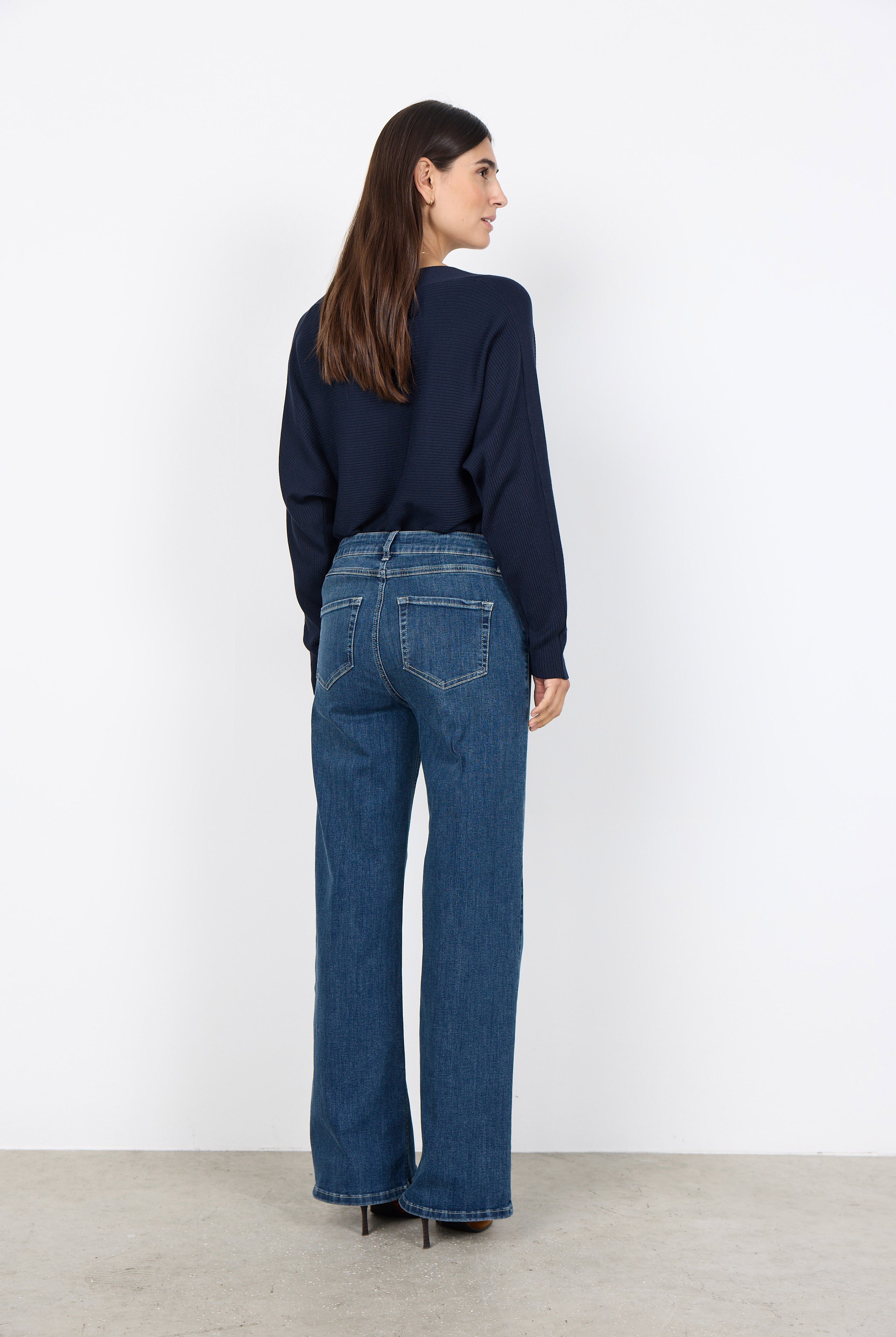 Soya Concept Dollie Knitted Rib Jumper - Navy