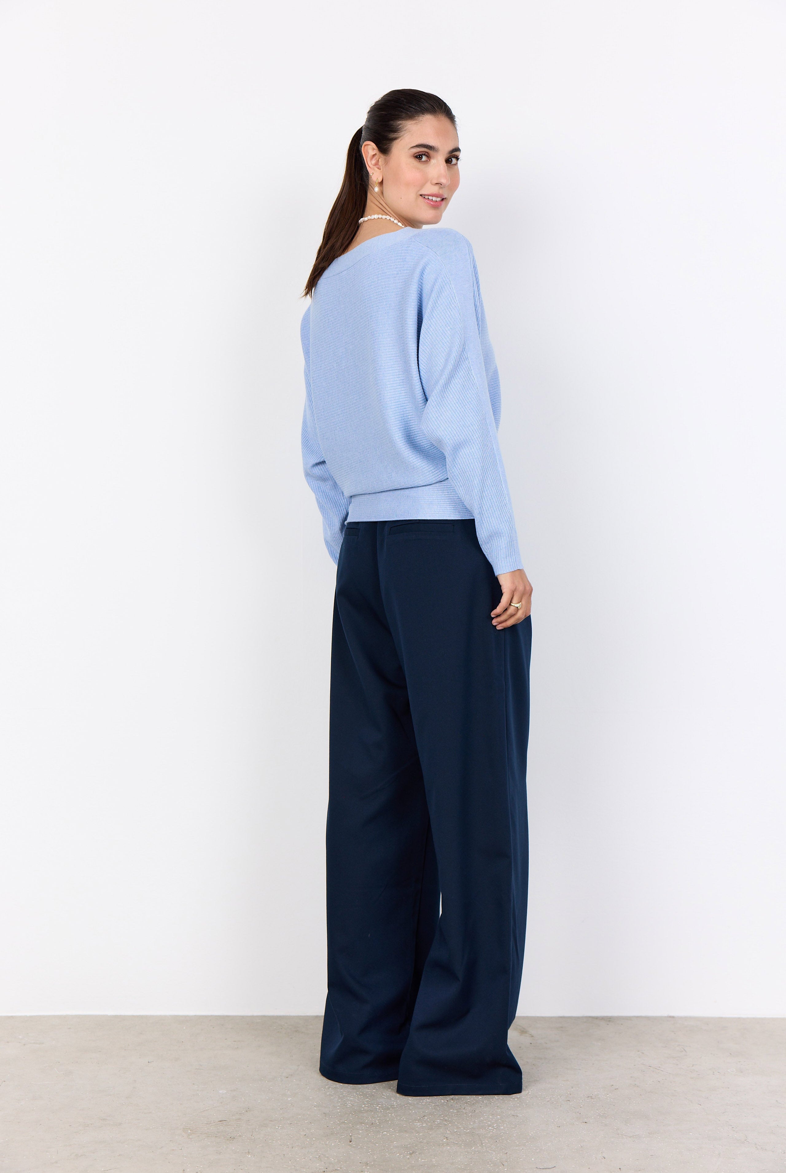 Soya Concept Dollie Knitted Rib Jumper - Windsurfer