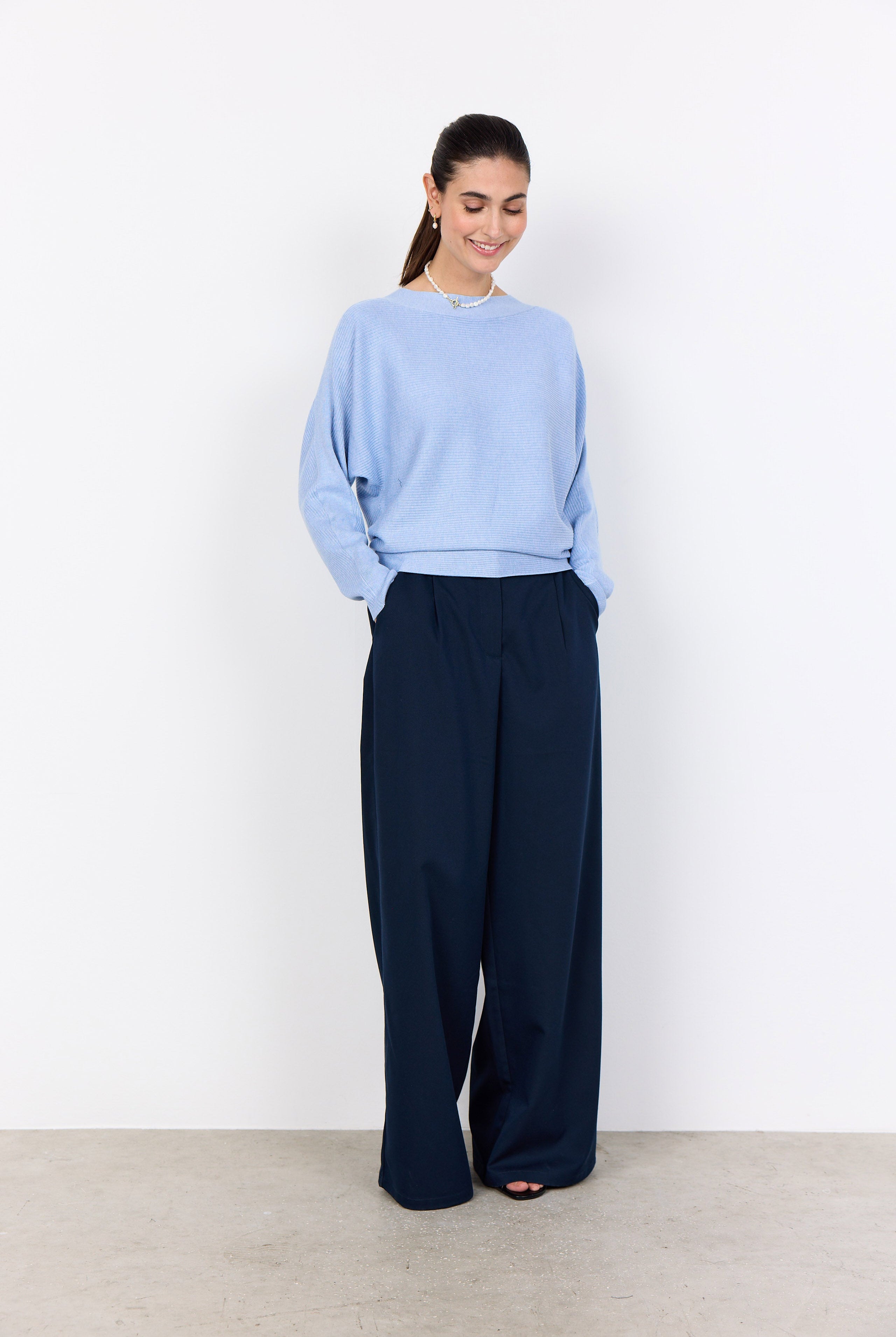 Soya Concept Dollie Knitted Rib Jumper - Windsurfer