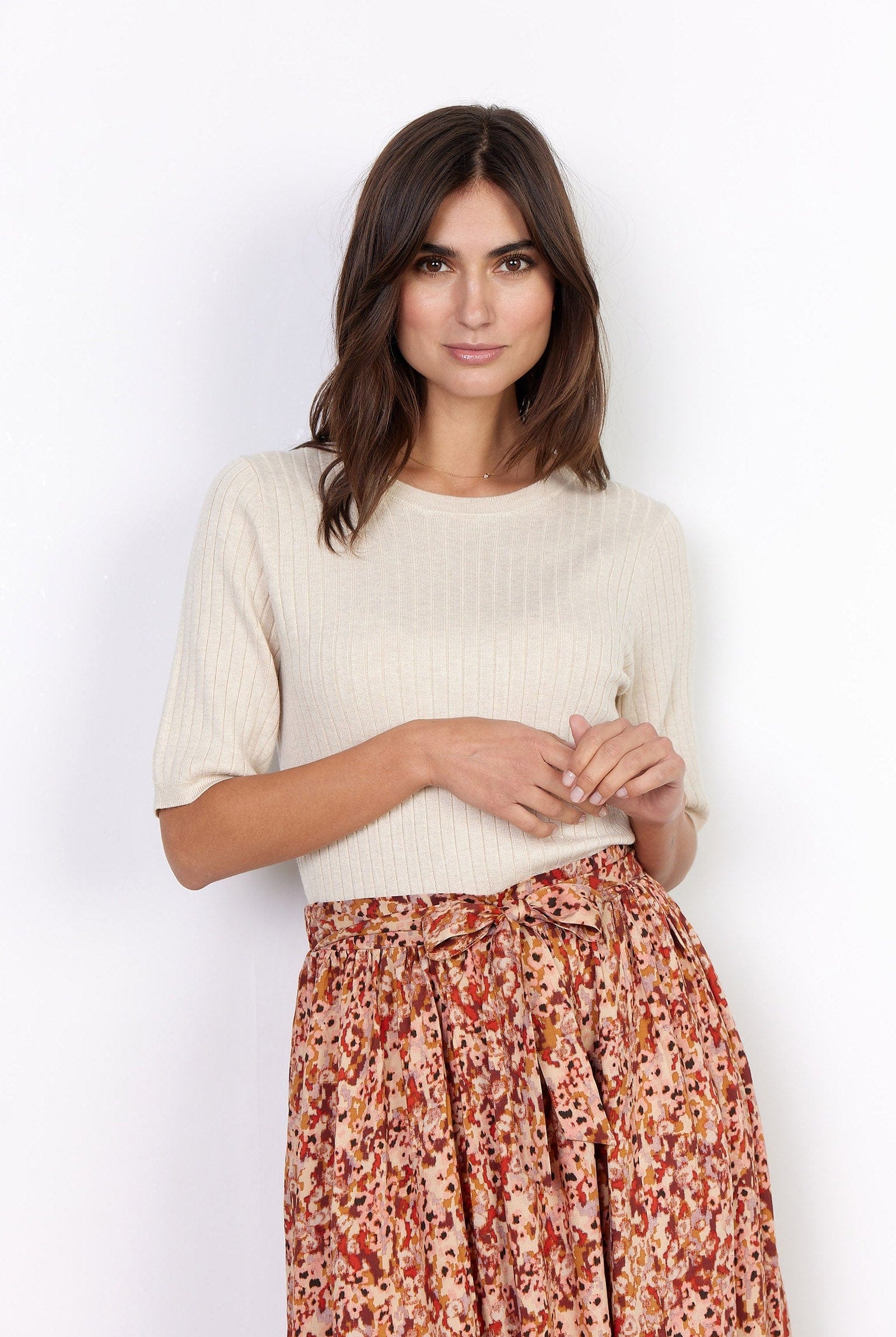 Soya Concept Dollie Knitted Top - Cream Melange