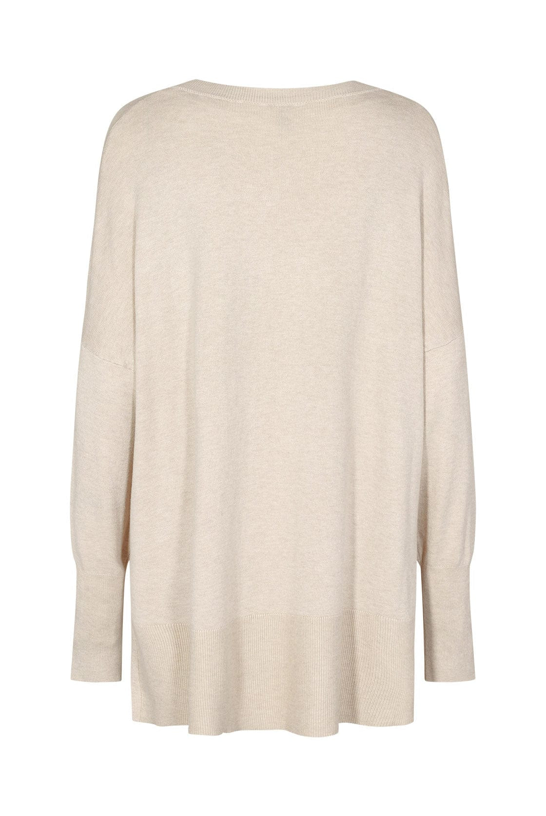 Soya Concept Dollie Long Line V Neck Jumper - Cream Melange