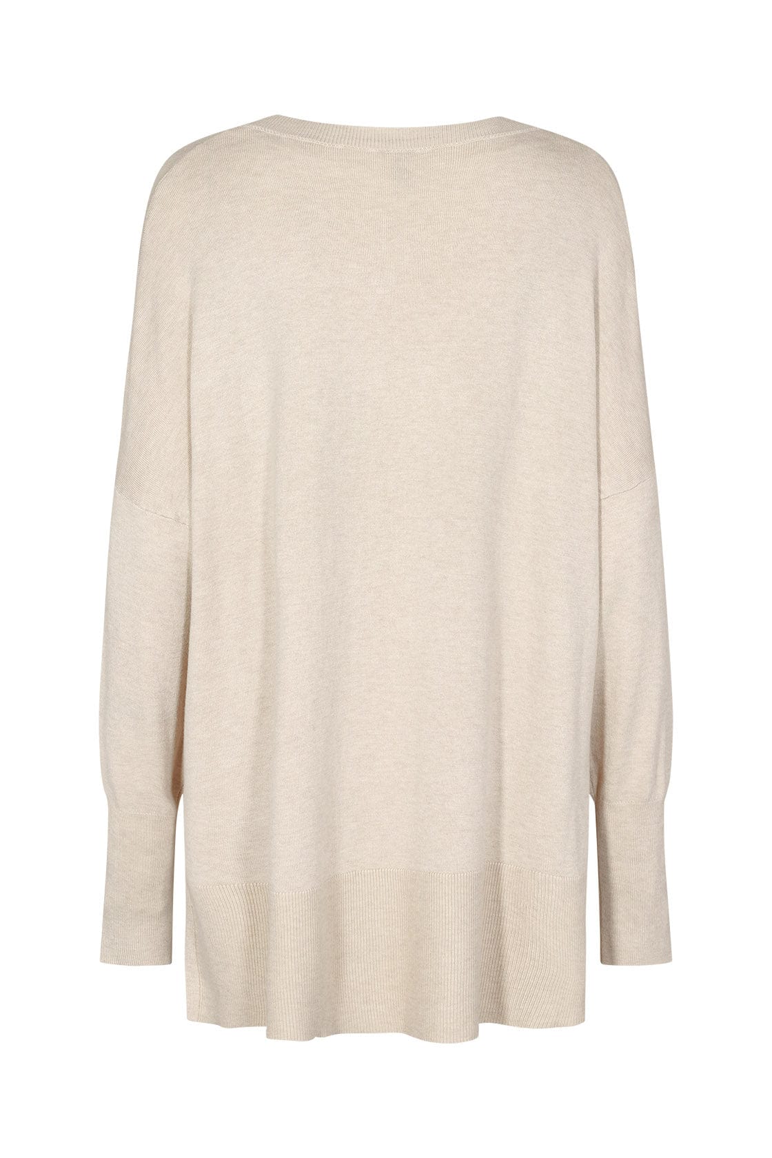 Soya Concept Dollie Long Line V Neck Jumper - Cream Melange
