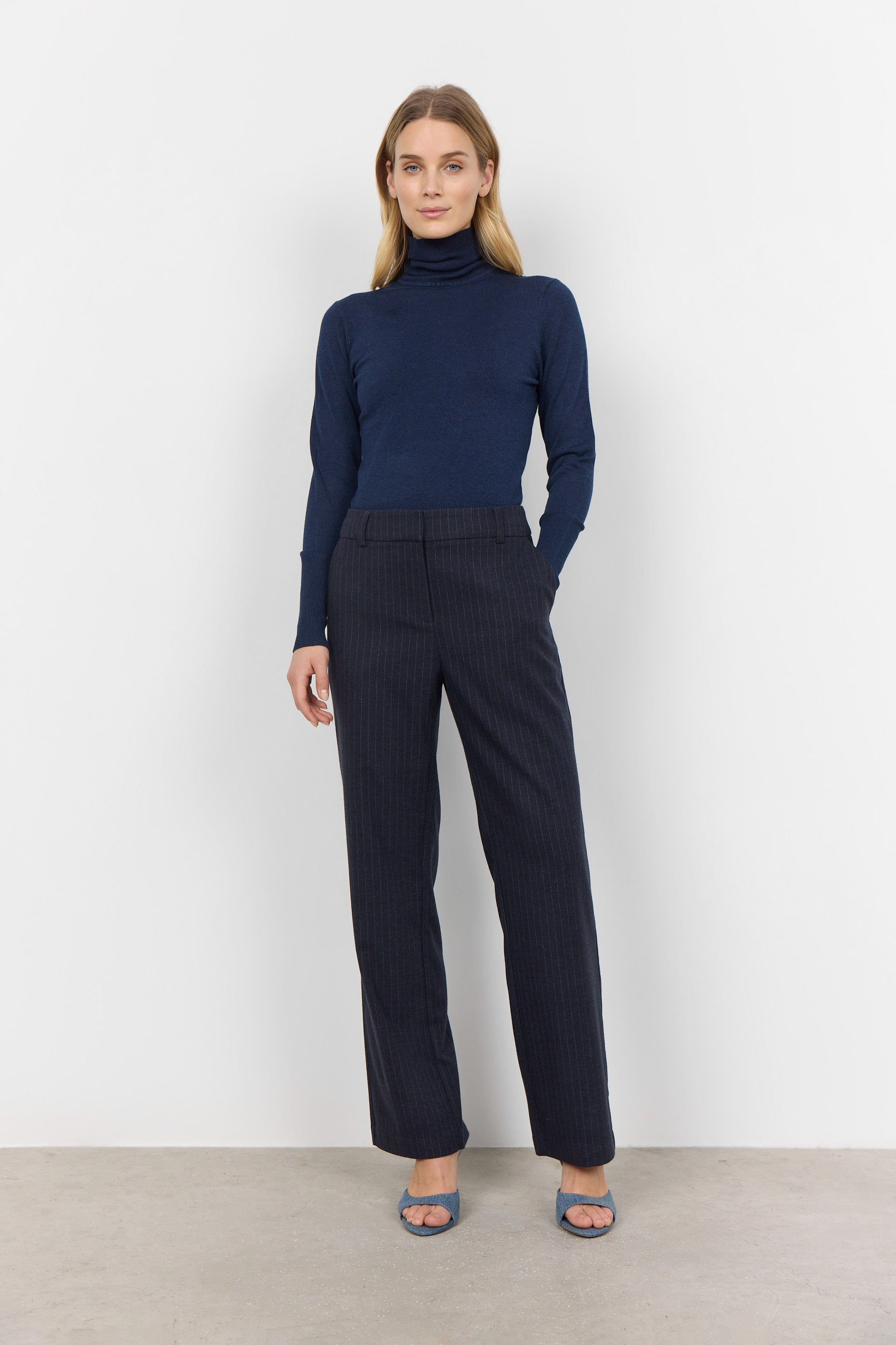 Soya Concept Dollie Roll Neck Jumper - Blue Iris Melange