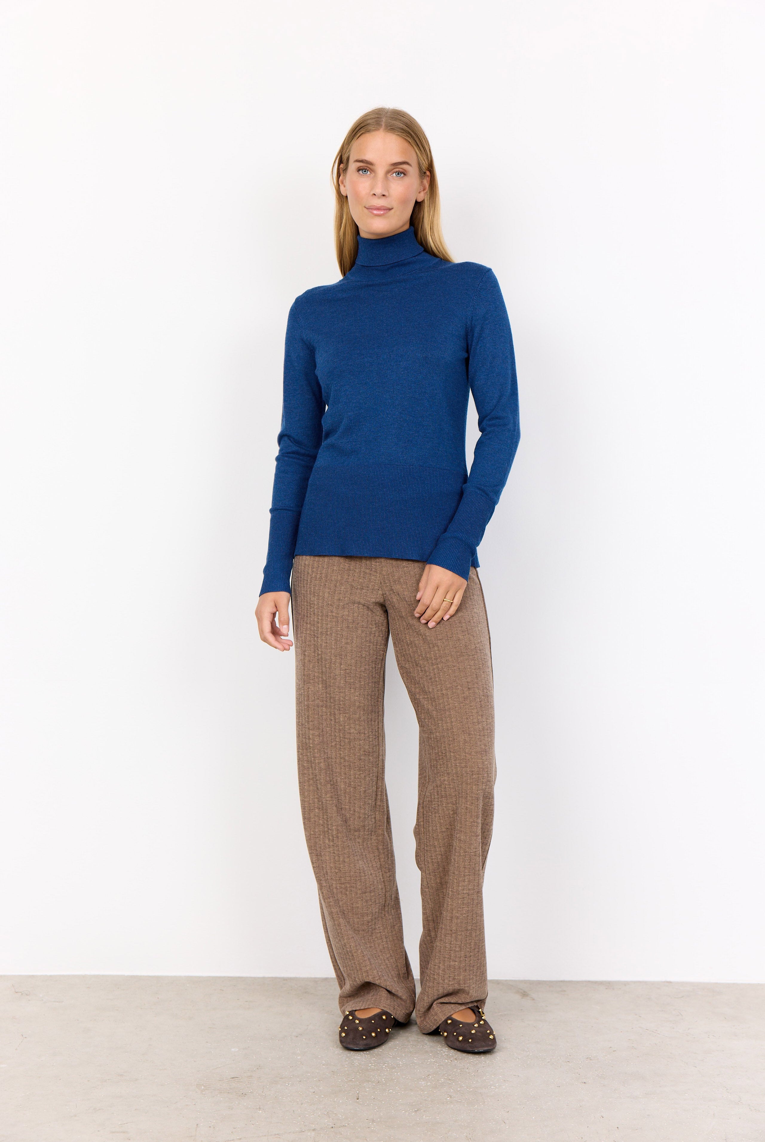 Soya Concept Dollie Roll Neck Jumper - Estate Blue Melange